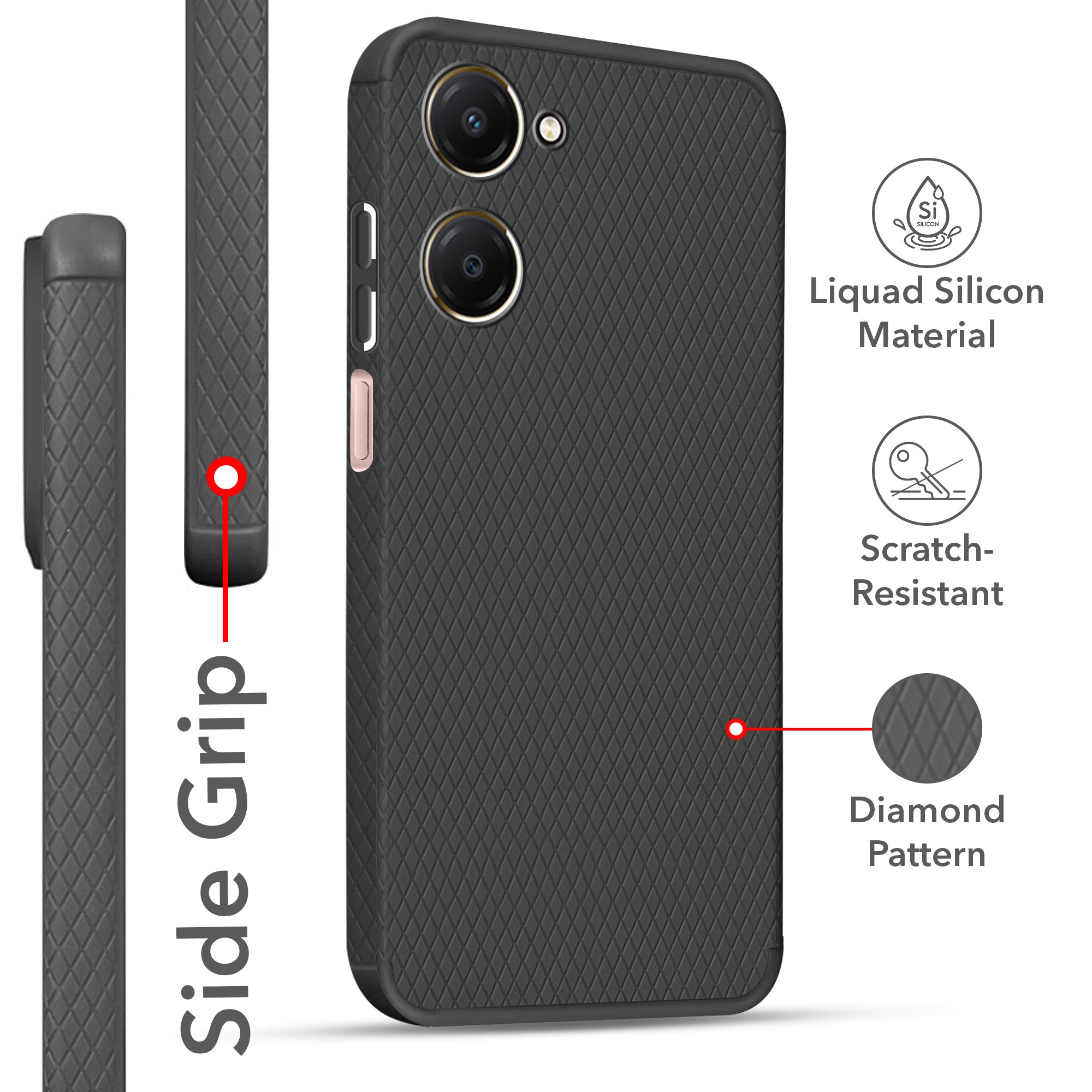 For Vivo iQOO Z9 Lite 5G Back Cover Case Liquid Silicone (Camera Protection | Side Grip Texture | Soft and Flexible)