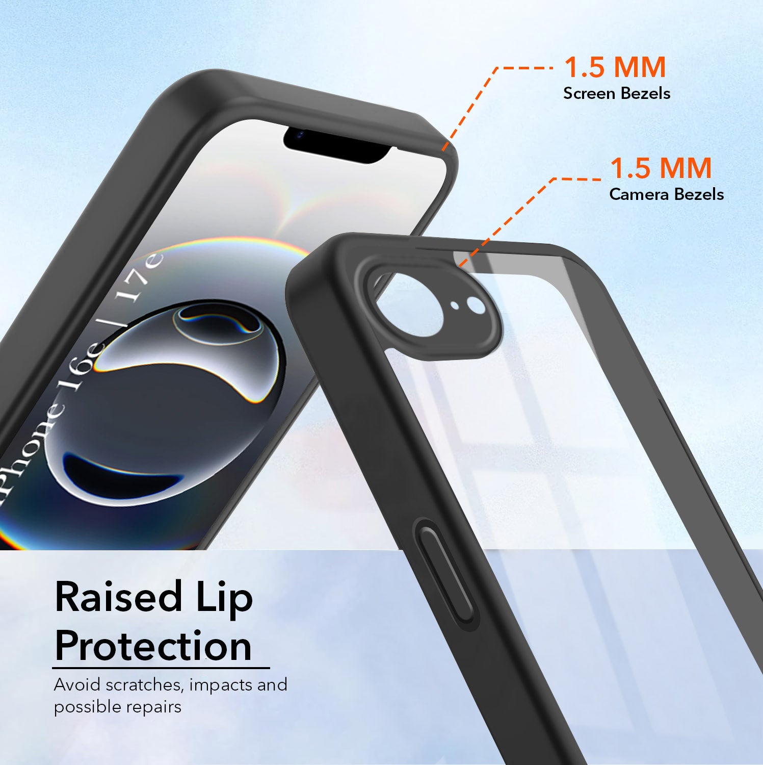 For Apple iPhone 16e | iPhone 17e Combo with Back Cover and 9H Tempered Glass (Lifetime Anti-Yellow | Crystal Clear Shockproof | Oleophobic Coating Screen Glass)