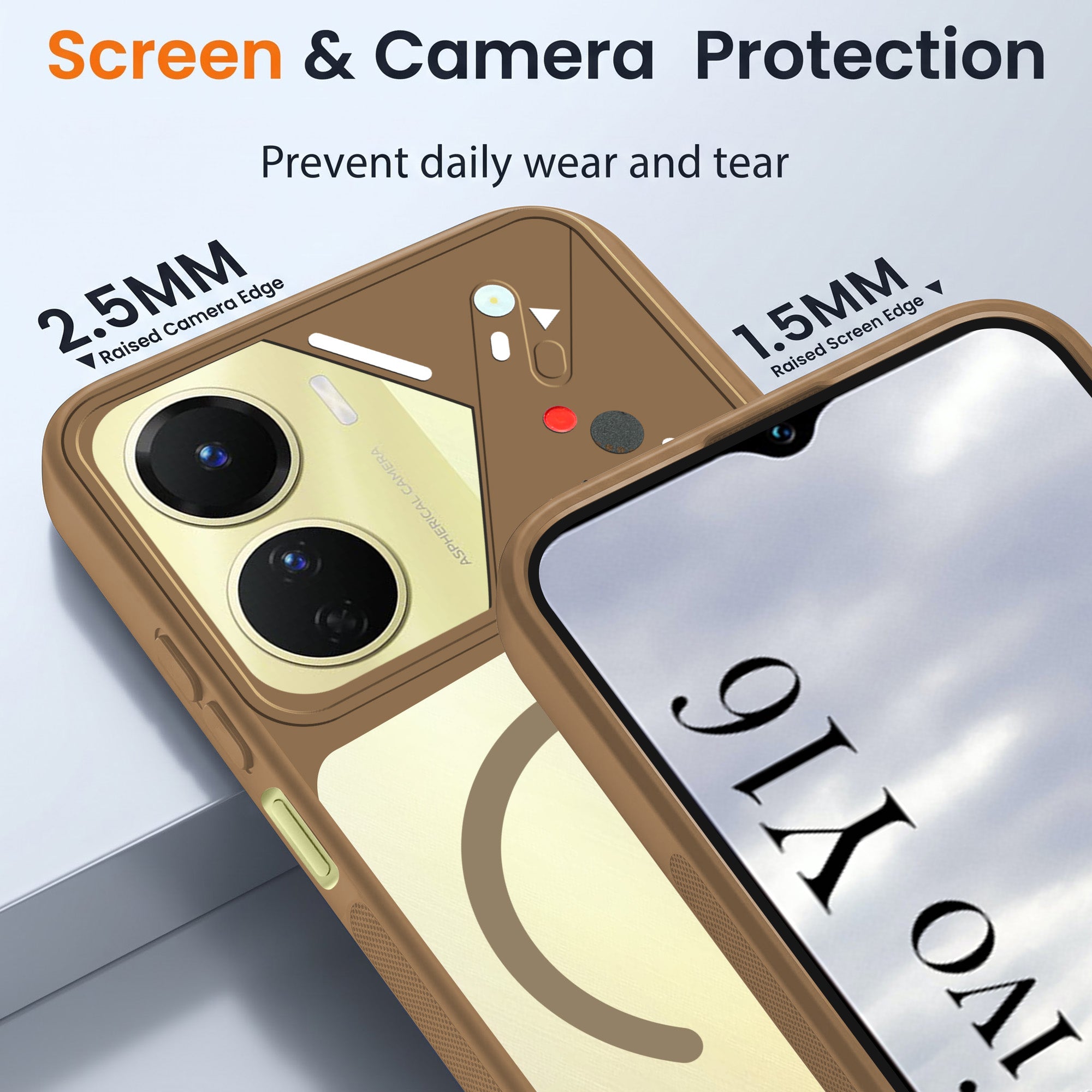 For Vivo Y16 Back Cover Case Lifetime Anti-Yellow Clear (Camera Protection | Side Grip | Wireless MagSafe Compatible)