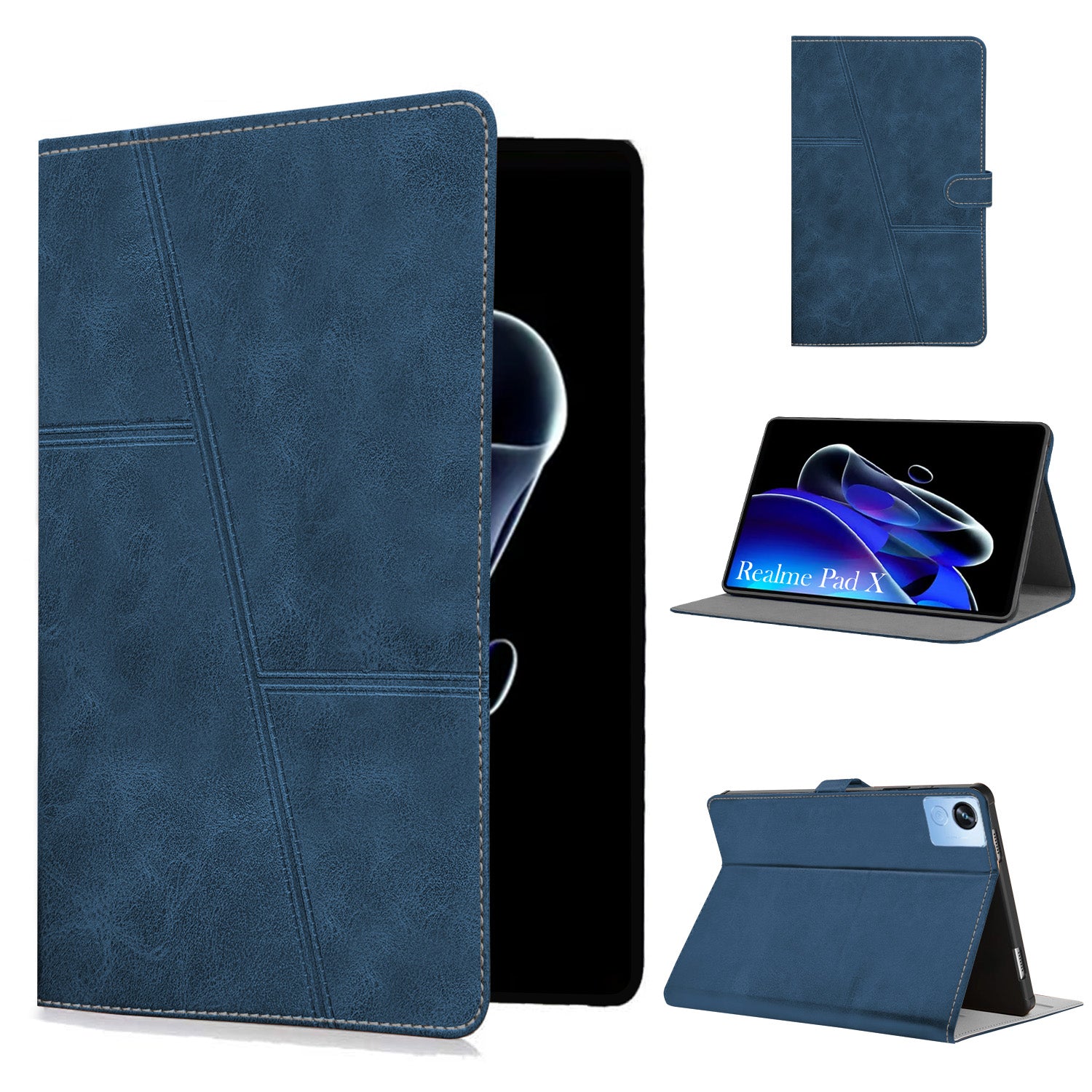 For Realme Pad X 10.95 Inch RMP2107/P2108 Flip Cover Folio Case (PU Leather | Multi-Angle Smart Stand | Card Storage Slots | Silicone Back Pouch)