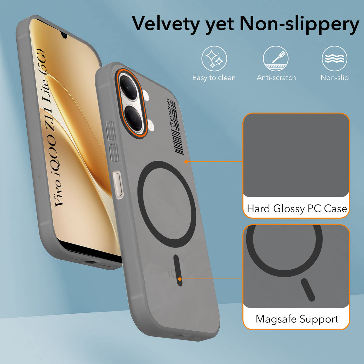 For Vivo iQOO Z11 Lite Back Cover Case (Soft Touch | Camera Bump Protection | MagSafe Compatible | Matte Finish)