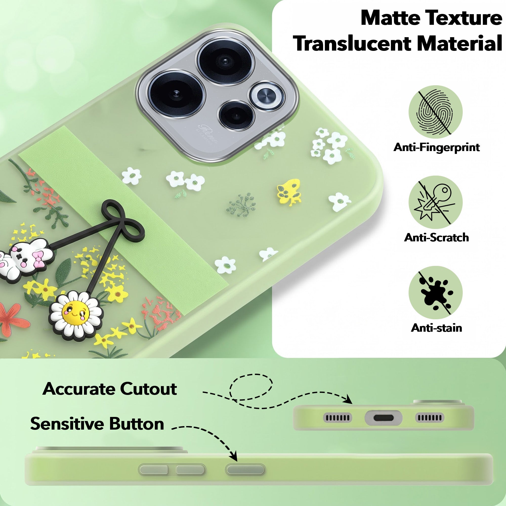 For Oppo Reno 15c Back Cover Case (3D Cute Cartoons | Hard Back Side Soft | Matte Premium Finish | HD Printing)