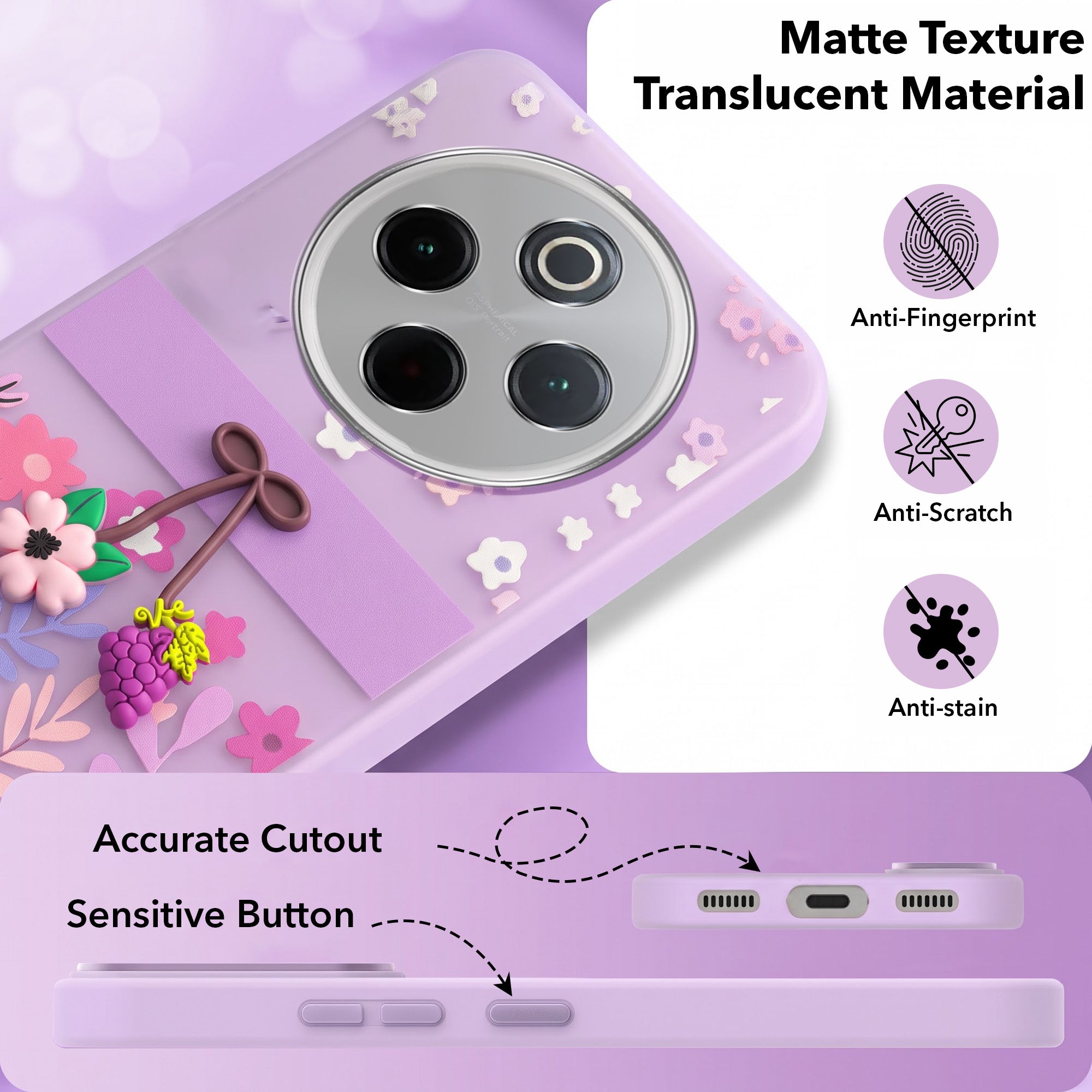 For Vivo T4  Back Cover Case (3D Cute Cartoons | Hard Back Side Soft | Matte Premium Finish | HD Printing)