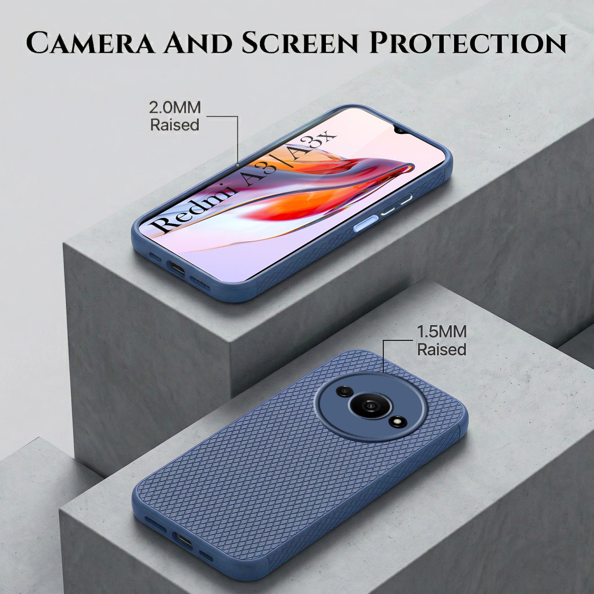 For Redmi A3 2024 | Redmi A3x Combo with Back Cover and 9H Tempered Glass (Liquid Silicone | Camera Protection | Oleophobic Coating Screen Glass)