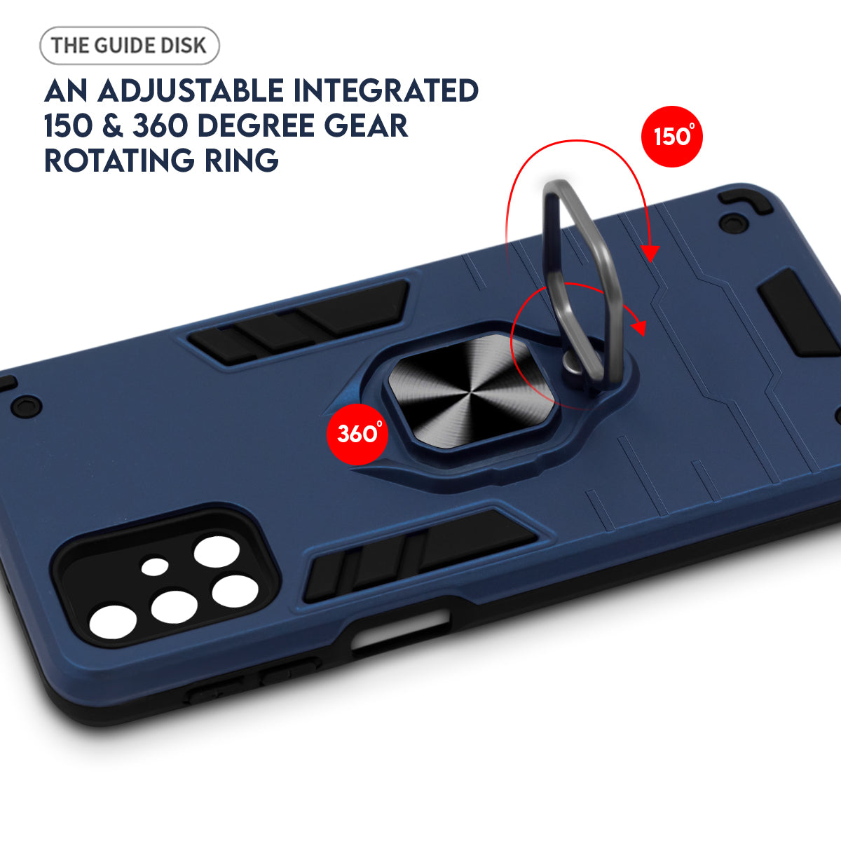 For Infinix Hot 60i 5G Back Cover Case Hybrid Armor (Shockproof Dual Layer Polycarbonate |Ring Holder Kickstand)