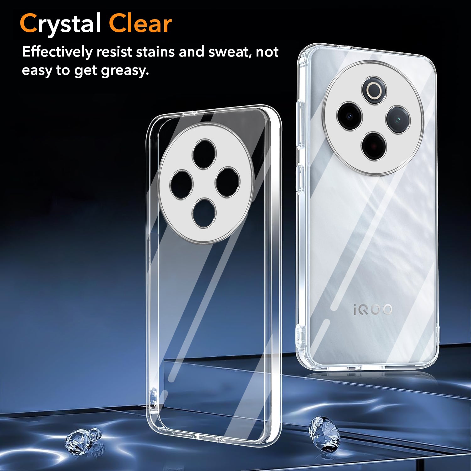 For Vivo iQOO Z10 Back Cover Case (Hybrid Crystal panel with Side Soft PU | Camera Protection | HD Clear Shockproof)