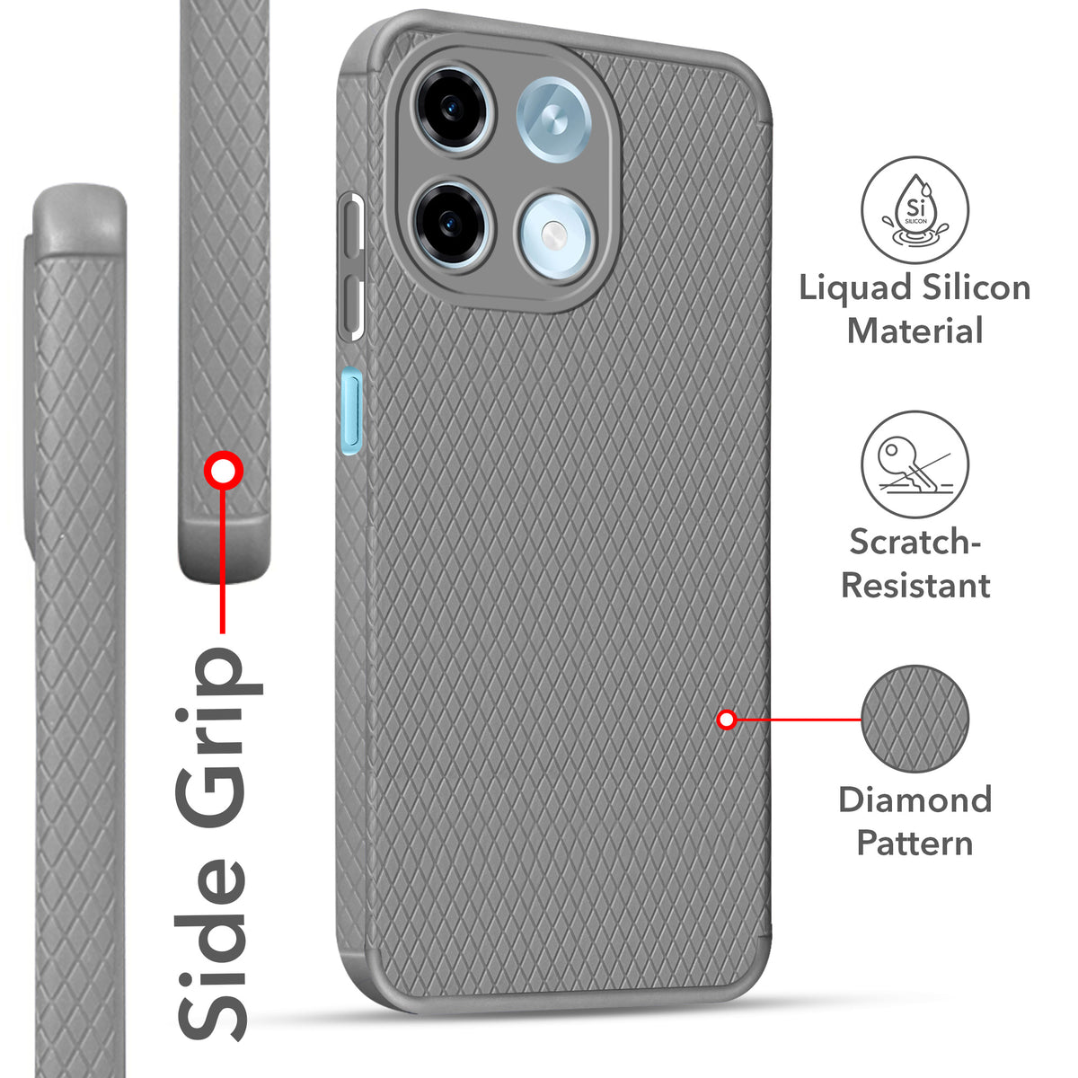 For Ai+ Nova 2 5G Back Cover Case Liquid Silicone (Camera Protection | Side Grip Texture | Soft and Flexible)