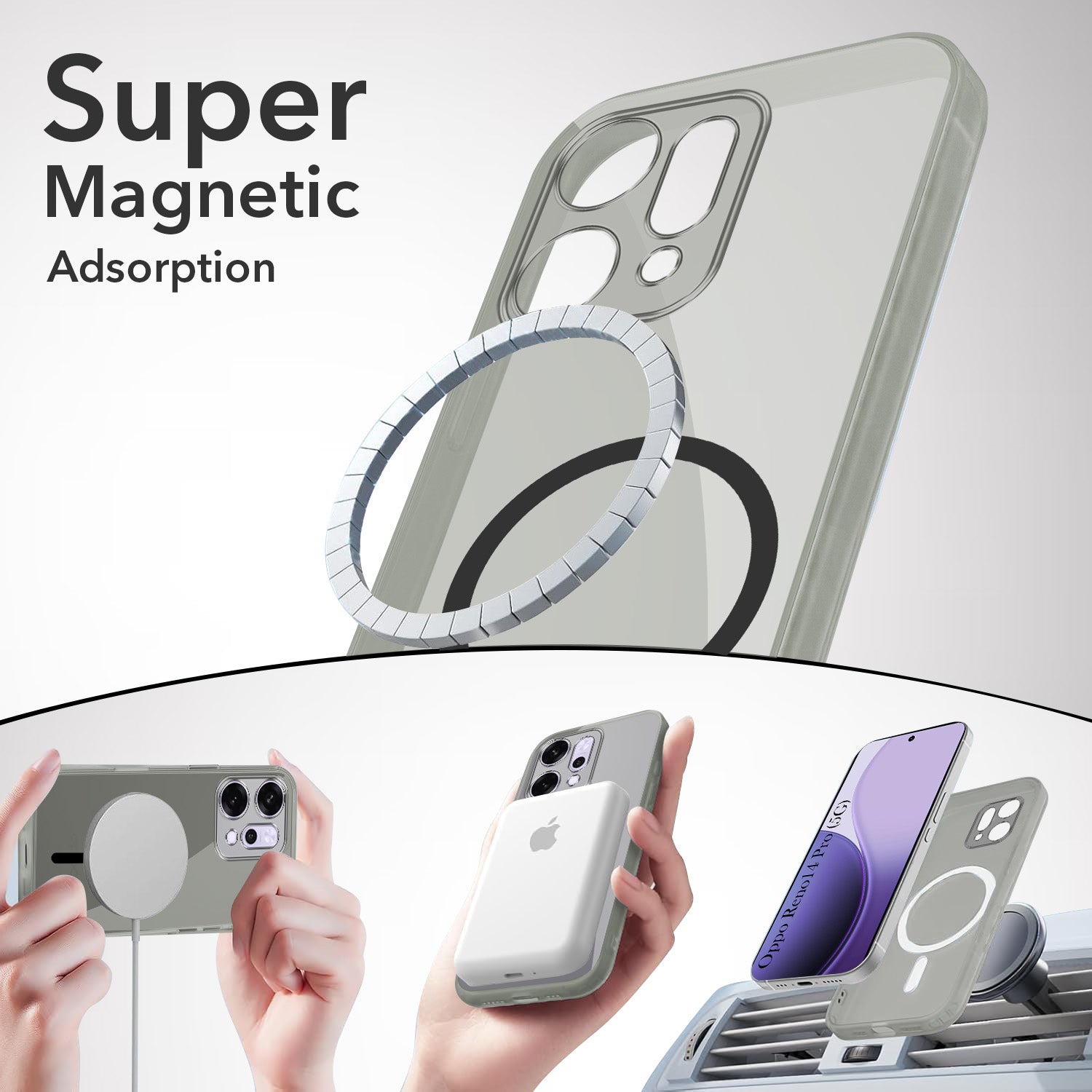 For Oppo Reno14 Pro 5G | Oppo Reno 14 Pro 5G Back Cover Case Lifetime Anti-Yellow MagSafe Compatible Clear (Sleek Hard Crystal | Shockproof and Camera Protection)