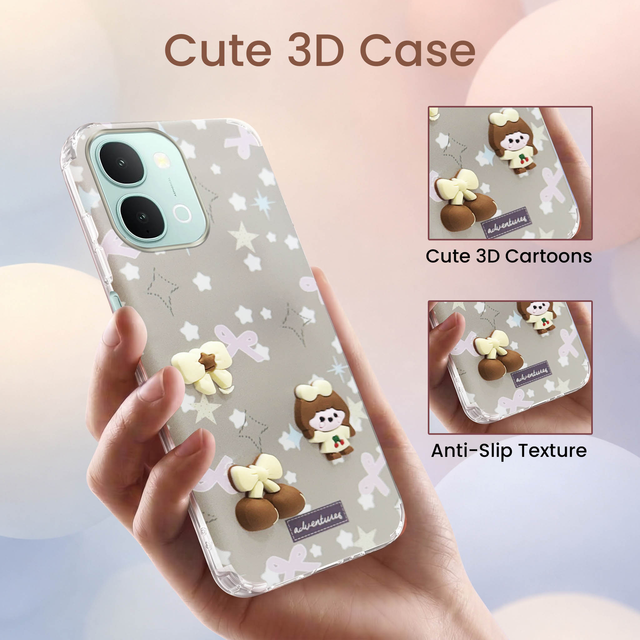 For Vivo iQOO Z11x 5G Back Cover Case (3D Cute Cartoons | Hard Back Side Soft | Matte Premium Finish | HD Printing)
