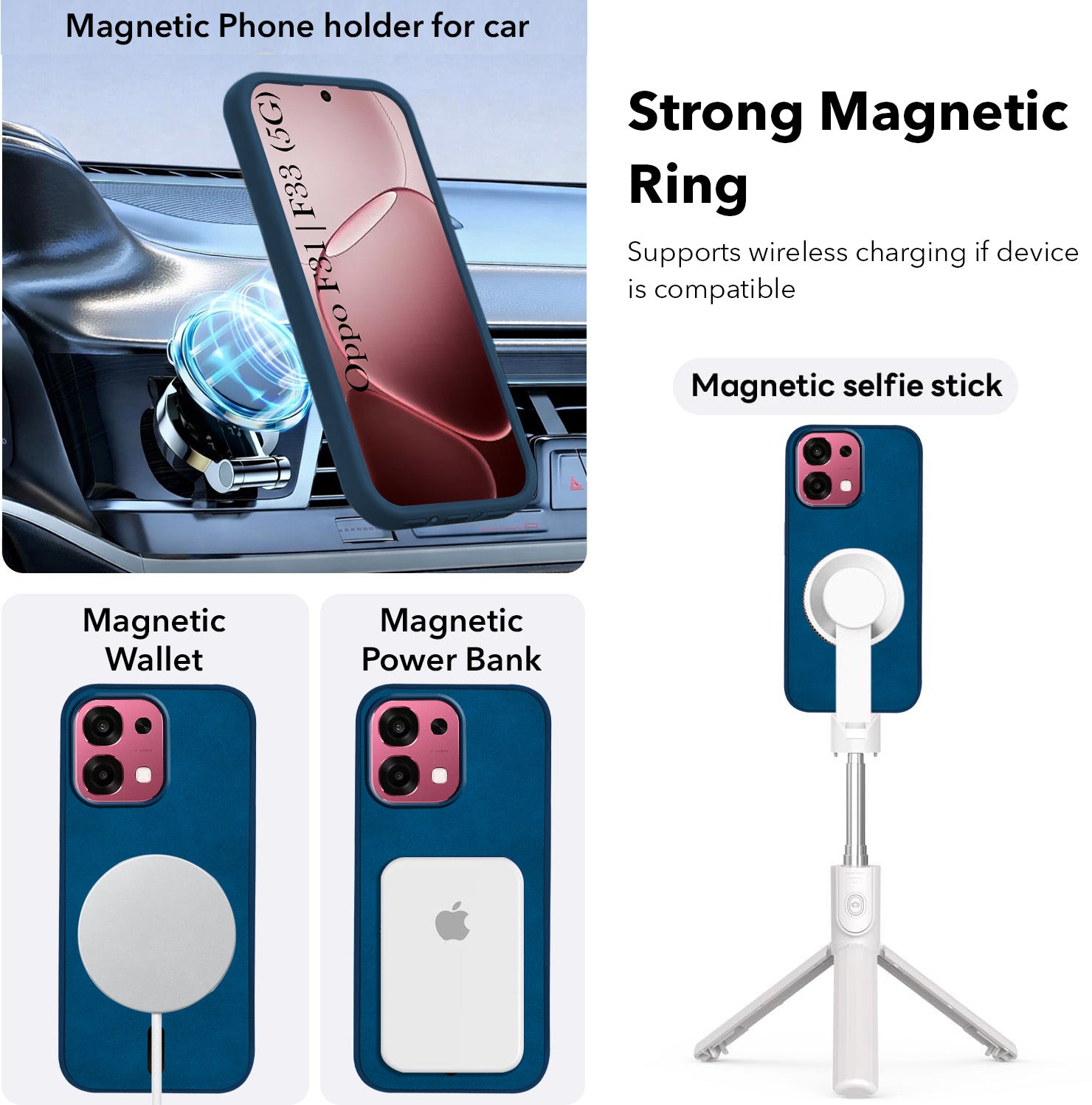 For Oppo F31 5G | Oppo F33 5G Back Cover Case Leather Finish (MagSafe Compatible Wireless Charging | Soft Touch | Camera Bump Protection)
