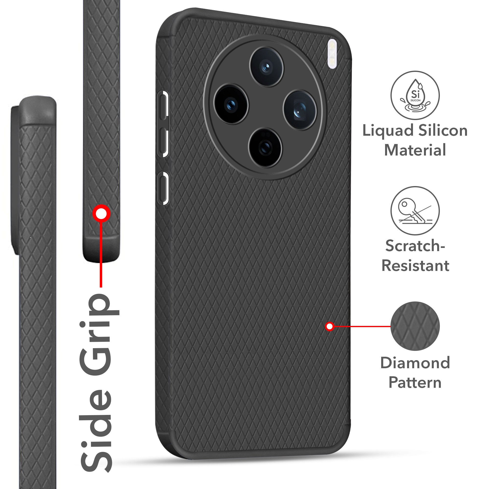 For Vivo X200T Back Cover Case Liquid Silicone (Camera Protection | Side Grip Texture | Soft and Flexible)