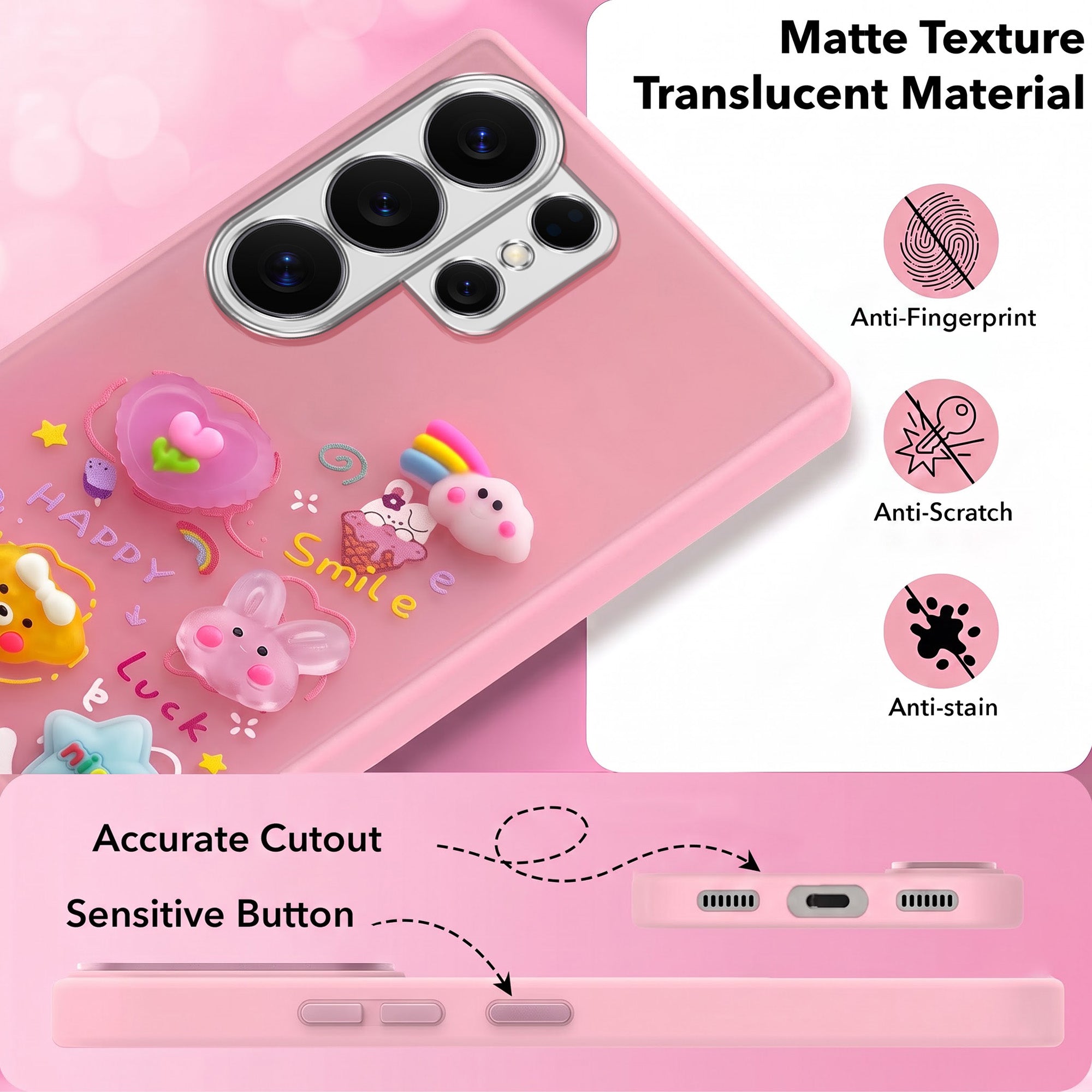 For Samsung Galaxy S26 Ultra Back Cover Case (3D Cute Cartoons | Hard Back Side Soft | Matte Premium Finish | HD Printing)