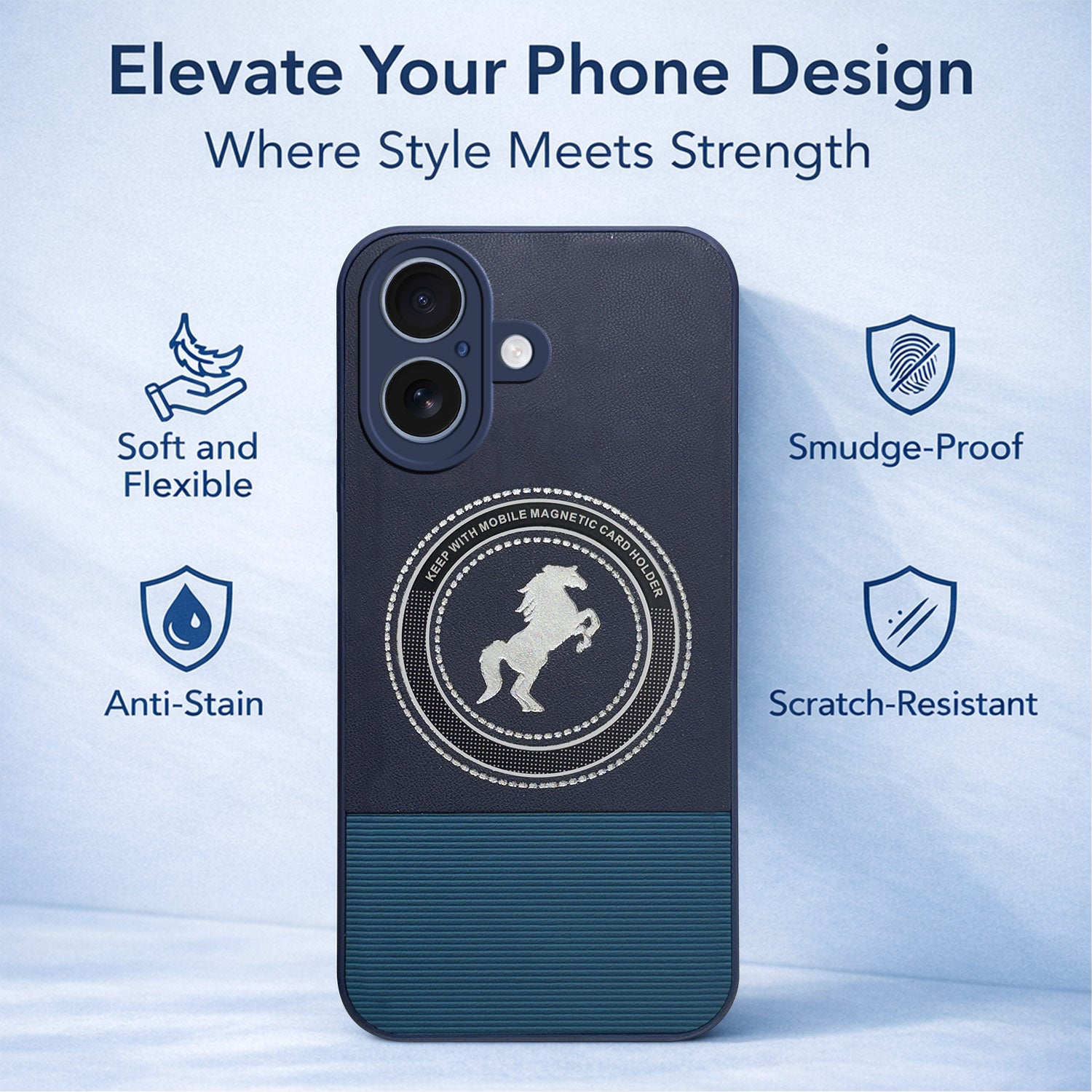For Apple iPhone 17 Leather Finish Back Cover Case (Professional Minimalist Texture | MagSafe Compatile | Camera Protection | Sleek Sober Formal)