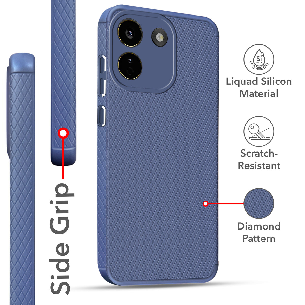 For Poco X8 Power Back Cover Case Liquid Silicone (Camera Protection | Side Grip Texture | Soft and Flexible)