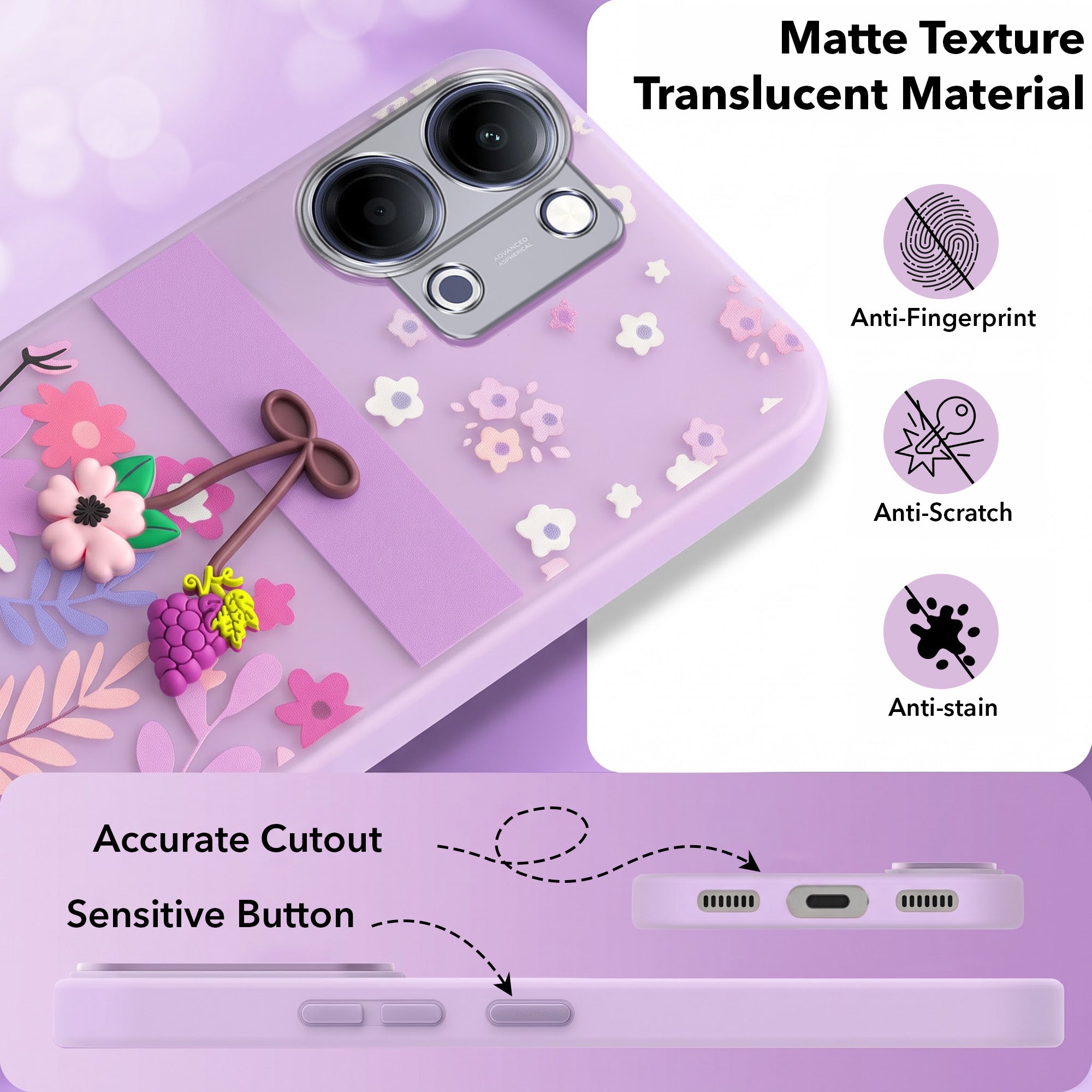 For Vivo Y11 | Vivo Y21 5G Back Cover Case (3D Cute Cartoons | Hard Back Side Soft | Matte Premium Finish | HD Printing)