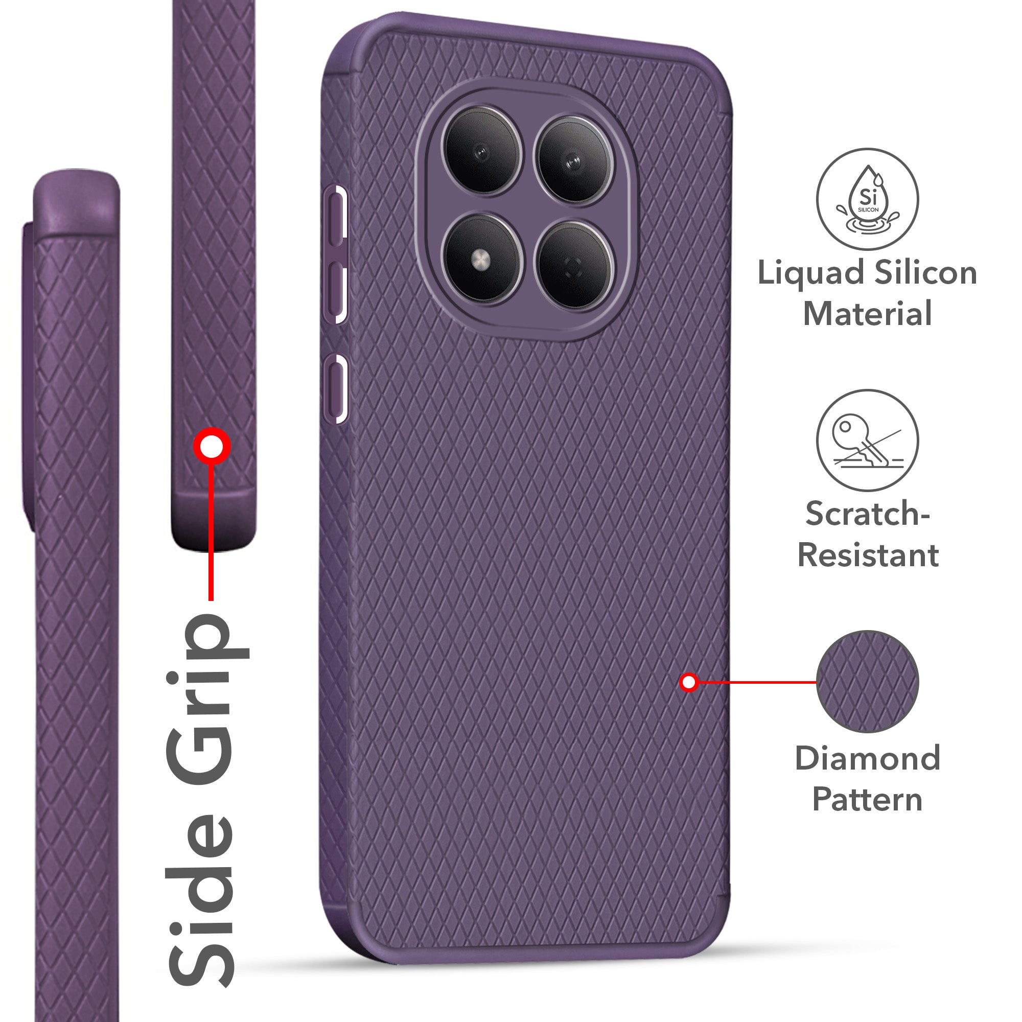 For Xiaomi Redmi Note 15 Pro 5G Back Cover Case Liquid Silicone (Camera Protection | Side Grip Texture | Soft and Flexible)