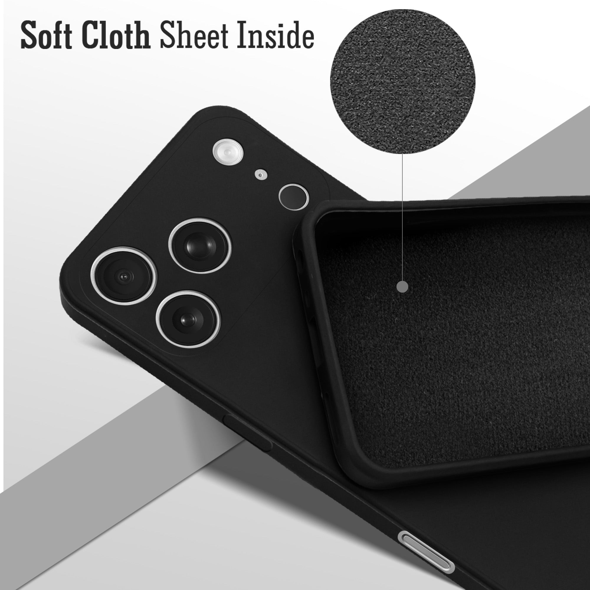 For Apple iPhone 17 Pro Back Cover Case (Matte Finish Silicone with Inside Fiber Cloth)