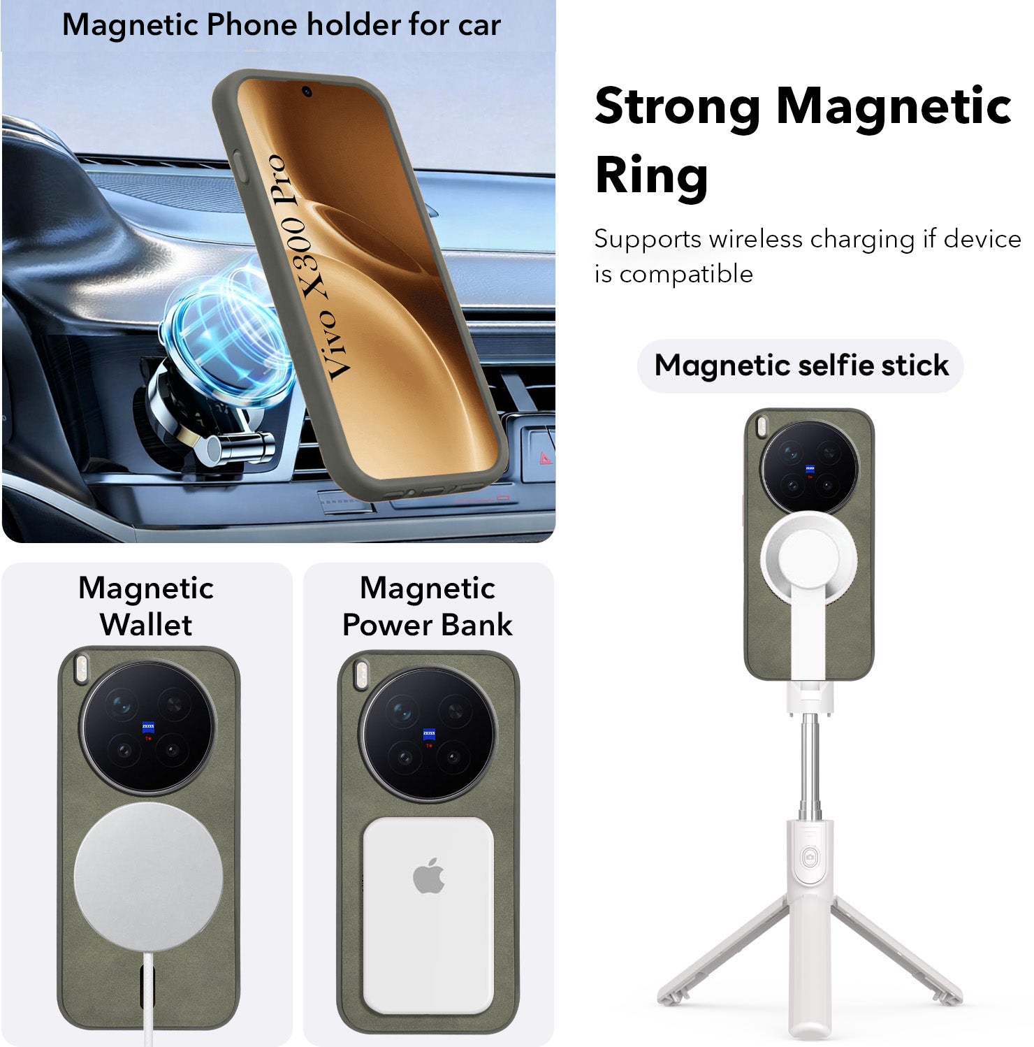 For Vivo X300 Pro Back Cover Case Leather Finish (MagSafe Compatible Wireless Charging | Soft Touch | Camera Bump Protection)