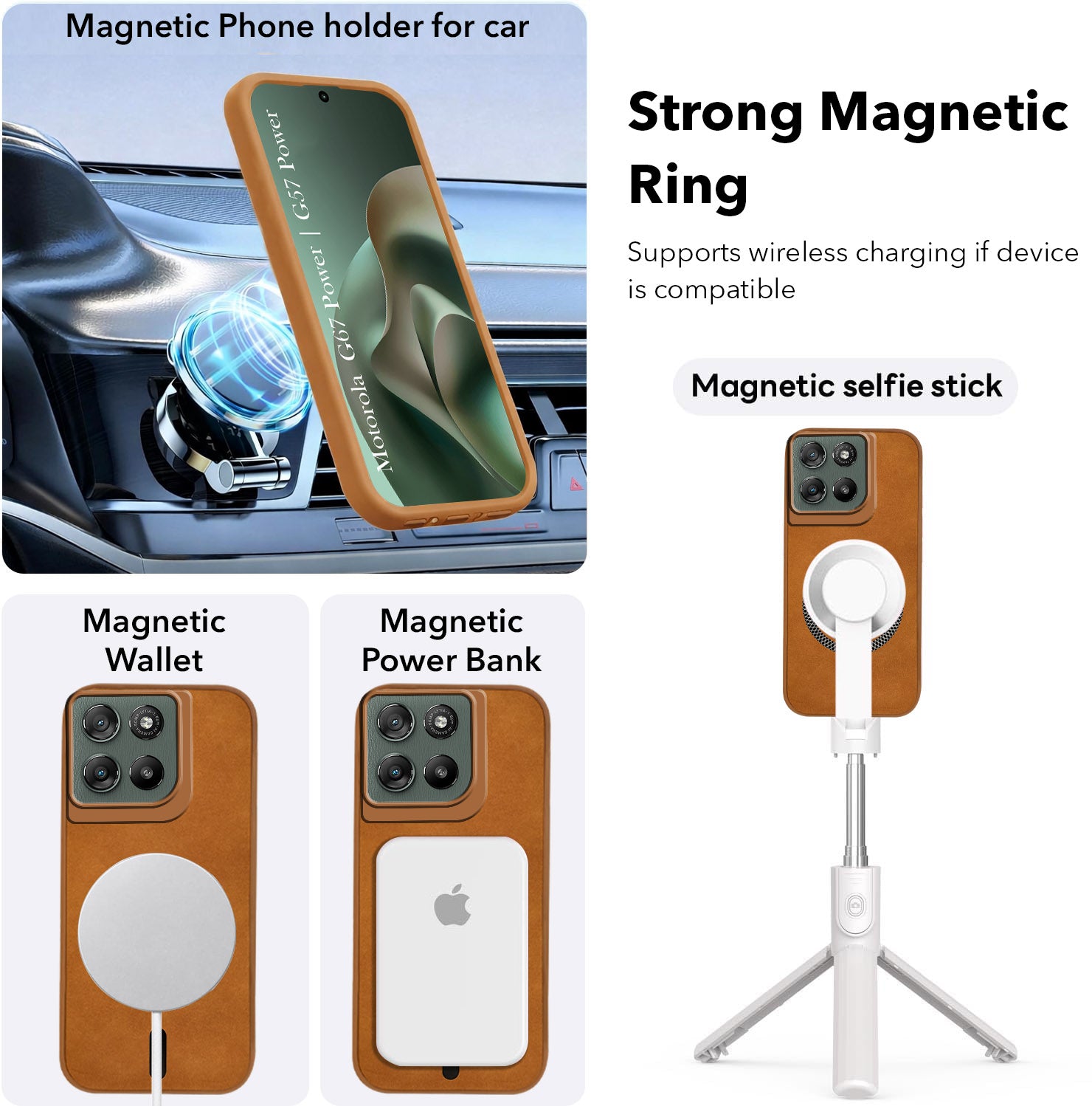 For Motorola Moto G67 Power | G57 Power Back Cover Case Leather Finish (MagSafe Compatible Wireless Charging | Soft Touch | Camera Bump Protection)