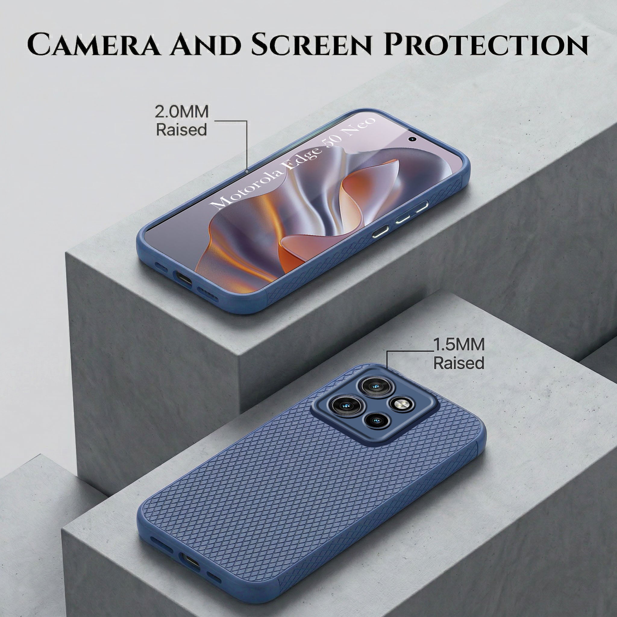 For Motorola Moto Edge 50 Neo Combo with Back Cover and 9H Tempered Glass (Liquid Silicone | Camera Protection | Oleophobic Coating Screen Glass)