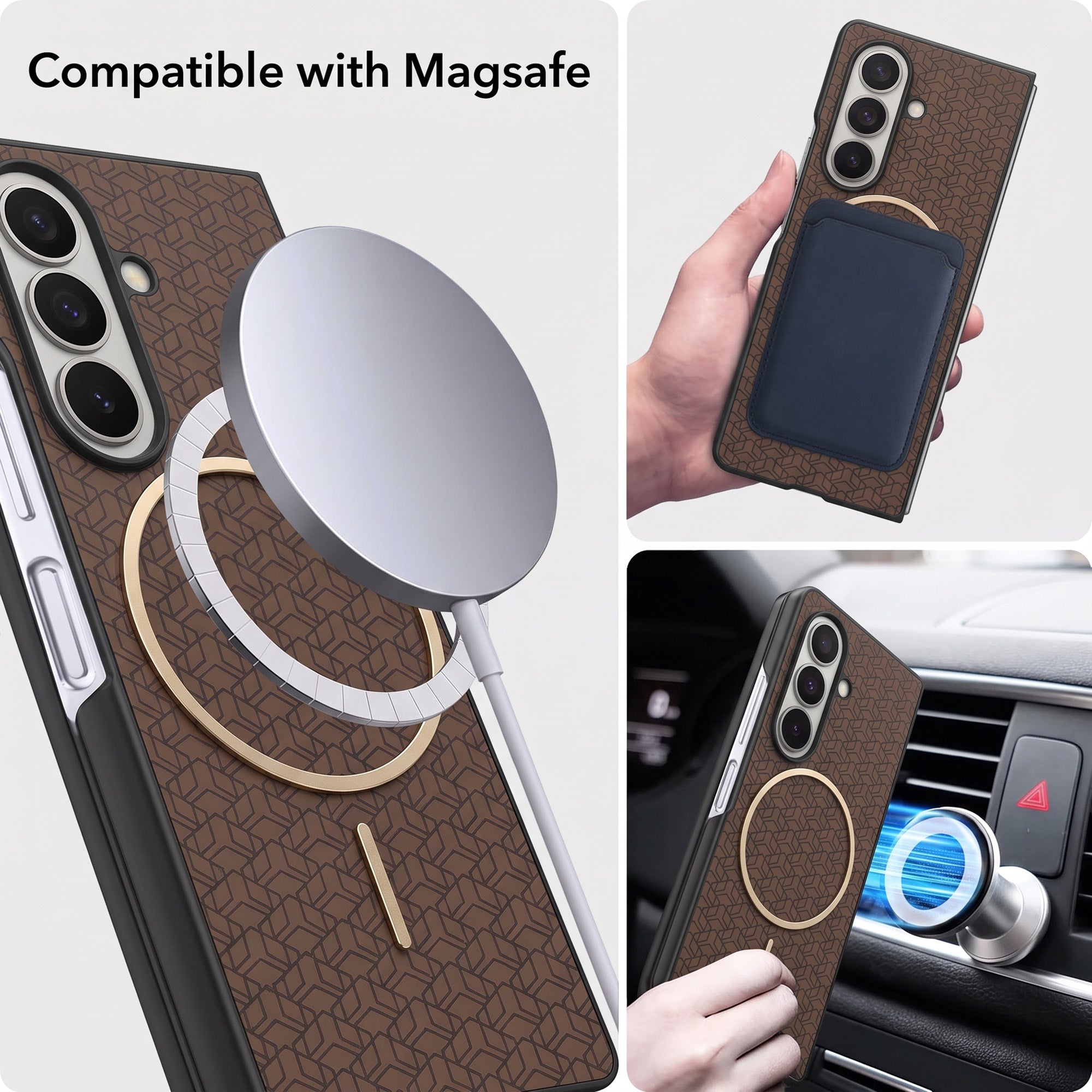 For Samsung Galaxy Z Fold 8 Ultra Back Cover Case Leather Finish (MagSafe Wireless Charging Compatible | Inside Microfiber Cloth)