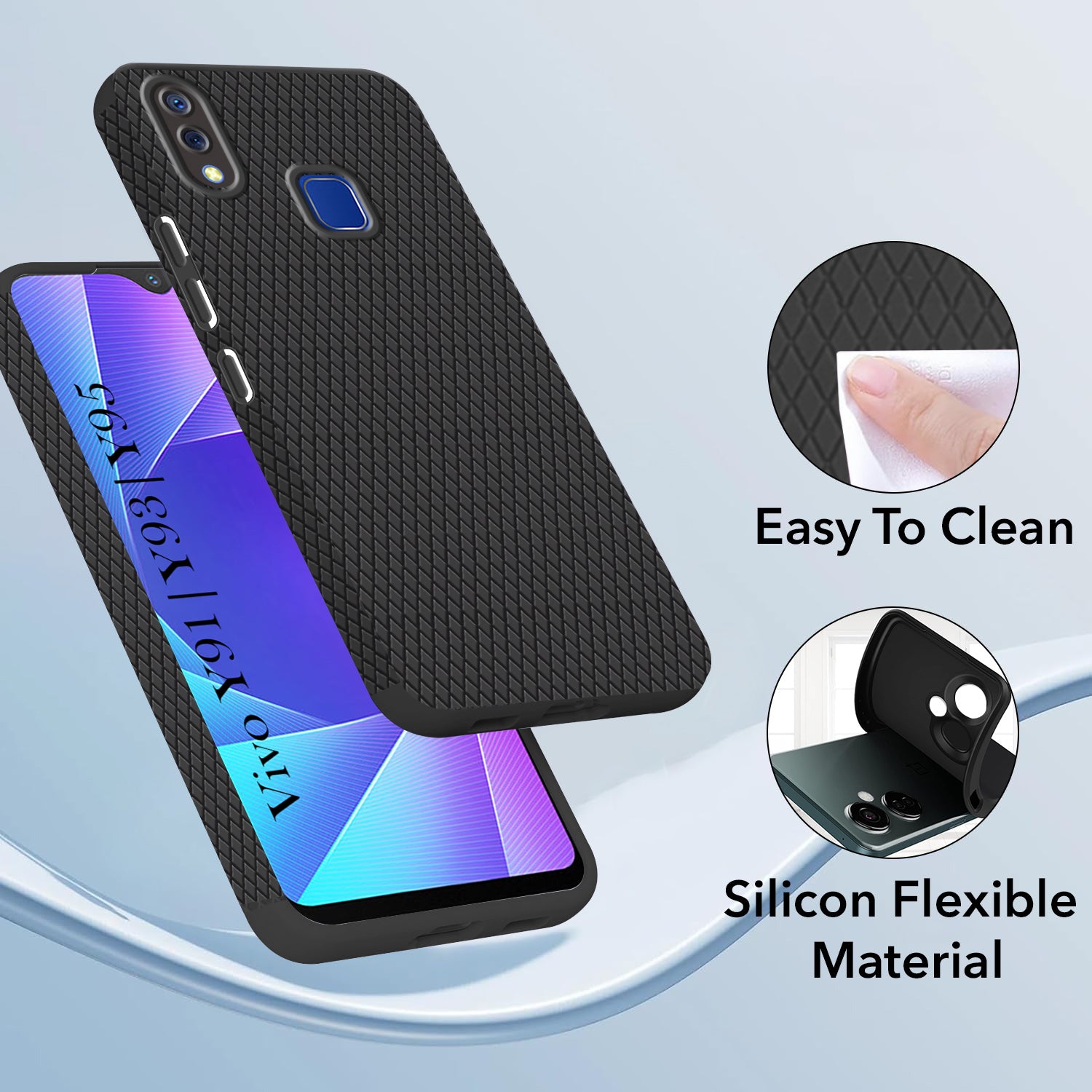 For Vivo Y91 | Vivo Y93 | Vivo Y95 Back Cover Case (Liquid Silicone | Side Grip | Camera Protection)