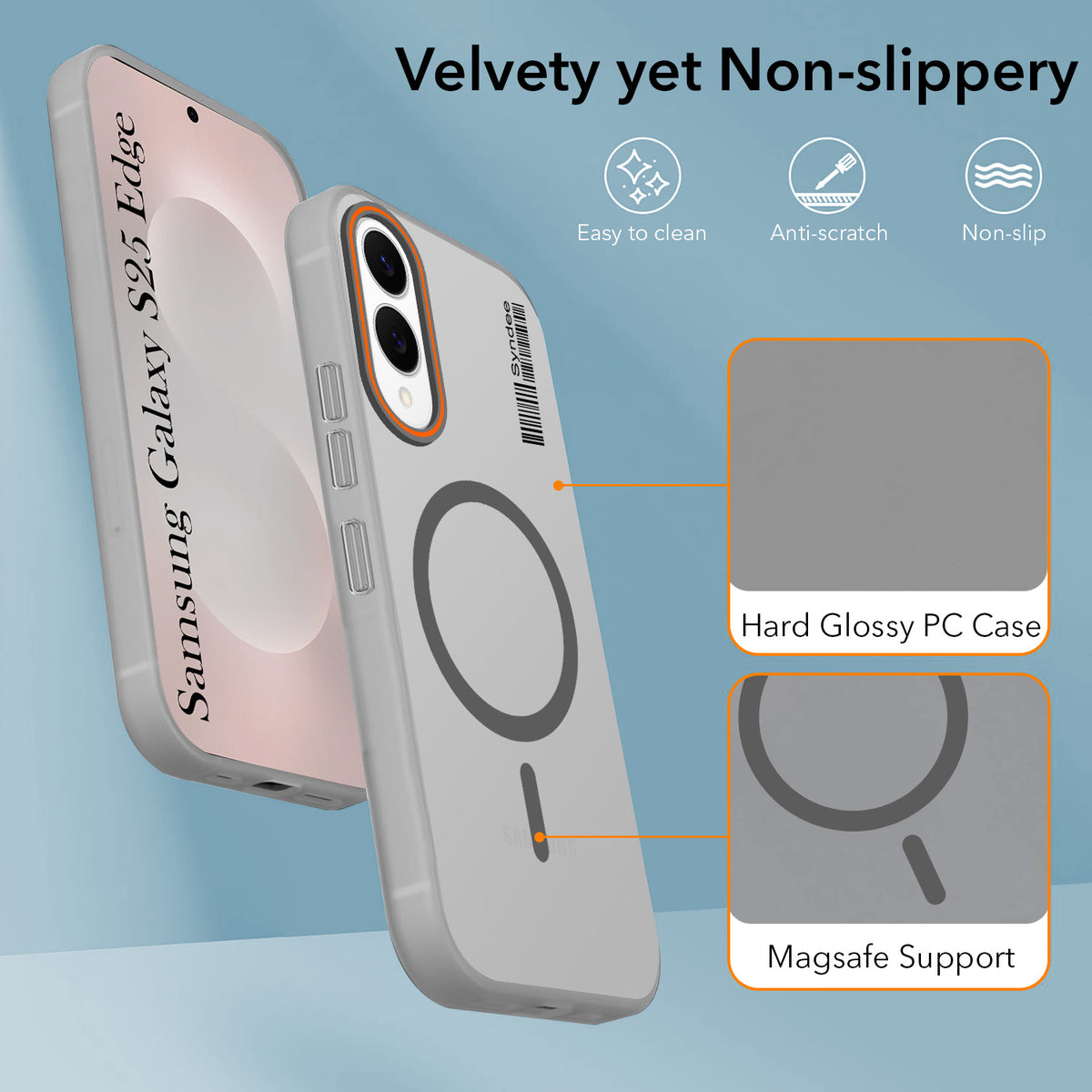 For Samsung Galaxy S25 Edge Back Cover Case (Soft Touch | Camera Bump Protection | MagSafe Compatible | Matte Finish)