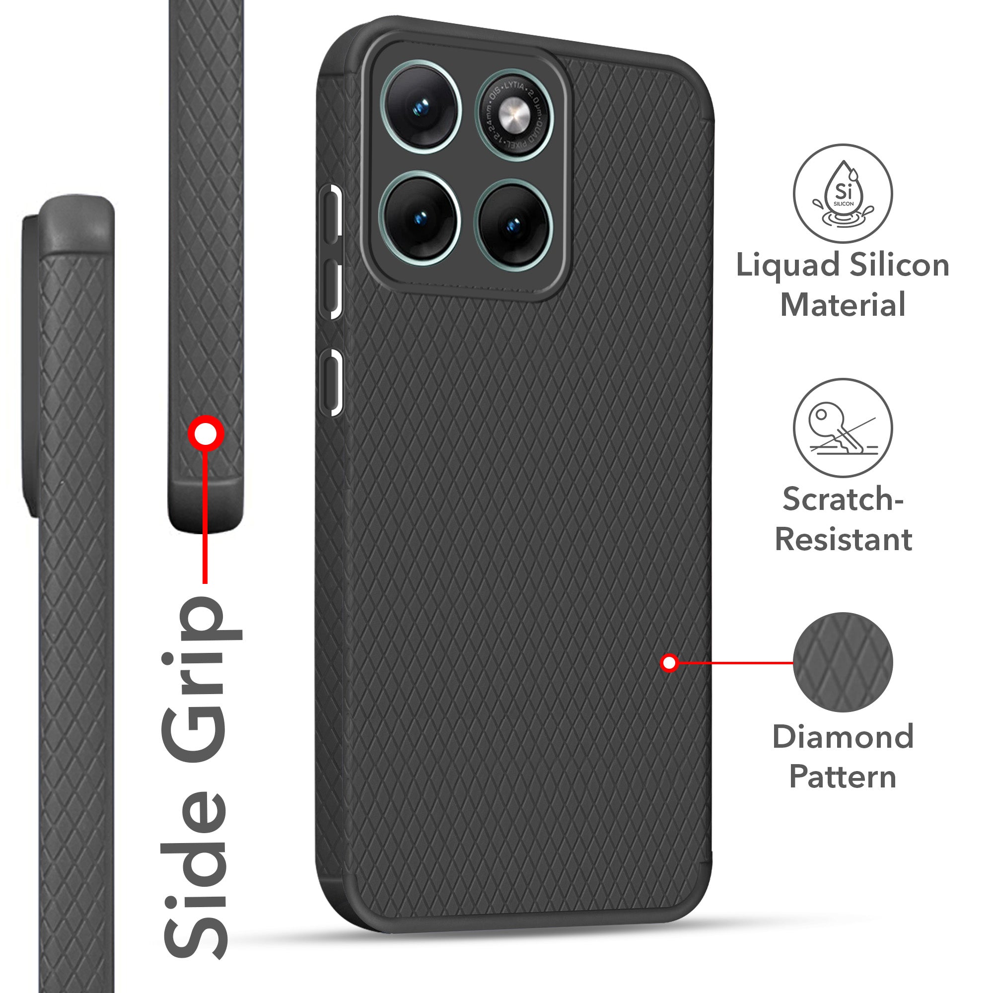 For Motorola Moto Edge 70 Fusion Back Cover Case Liquid Silicone (Camera Protection | Side Grip Texture | Soft and Flexible)