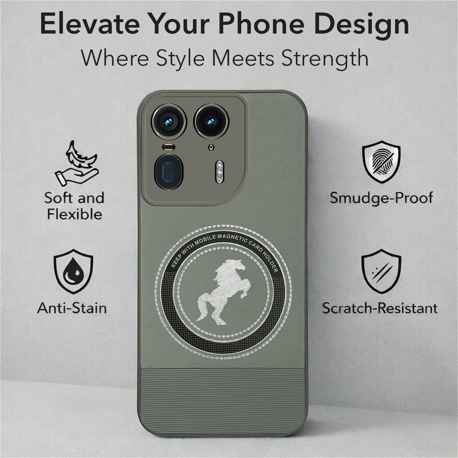 For Motorola Moto Edge 50 Ultra 5G Back Cover Case PU Leather Finish (Professional Minimalist Texture | MagSafe Compatile | Camera Protection | Sleek Sober Formal)