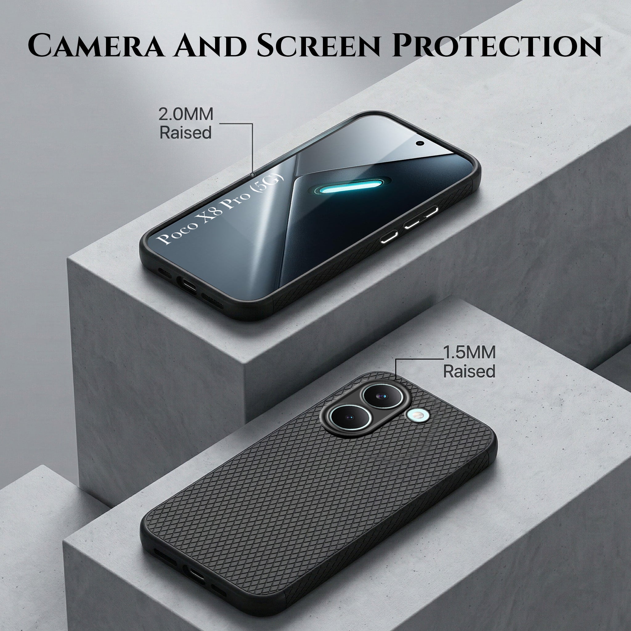 For Poco X8 Pro 5G Combo with Back Cover and 9H Tempered Glass (Liquid Silicone | Camera Protection | Oleophobic Coating Screen Glass)