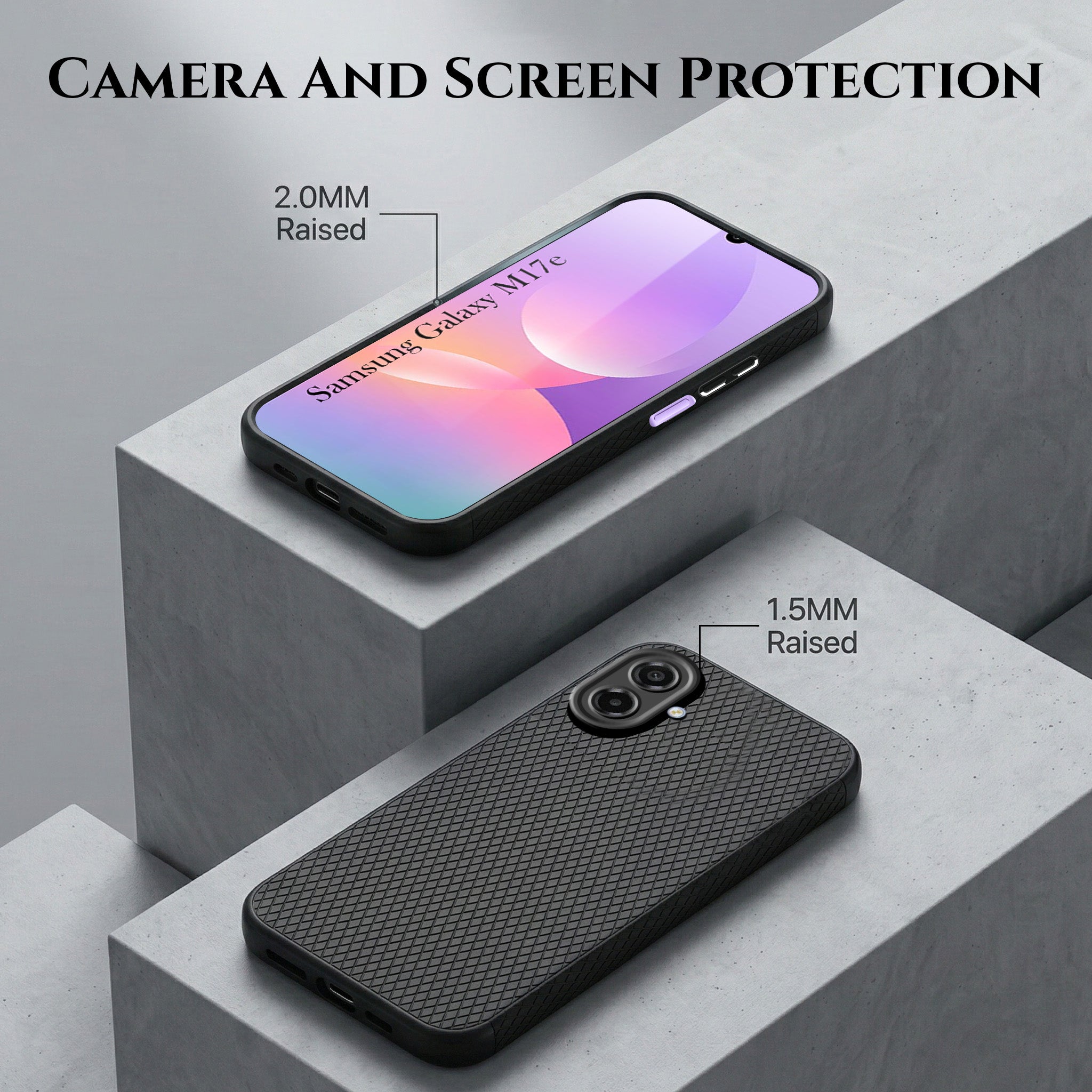 For Samsung Galaxy M17e Combo with Back Cover and 9H Tempered Glass (Liquid Silicone | Camera Protection | Oleophobic Coating Screen Glass)