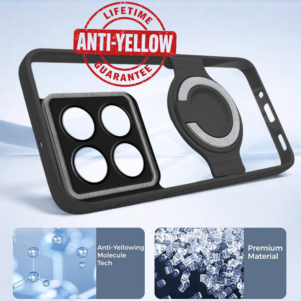 For Motorola Moto Edge 60 Pro Back Cover Case with stand (Built-in Ring Holder Kickstand | Lifetime Anti Yellow | Camera Protection)