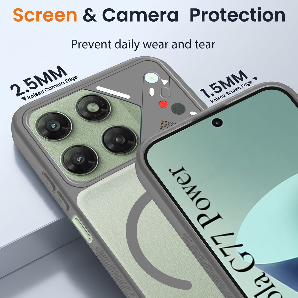 For Motorola Moto G77 Power Back Cover Case Lifetime Anti-Yellow Clear (Camera Protection | Side Grip | Wireless MagSafe Compatible)