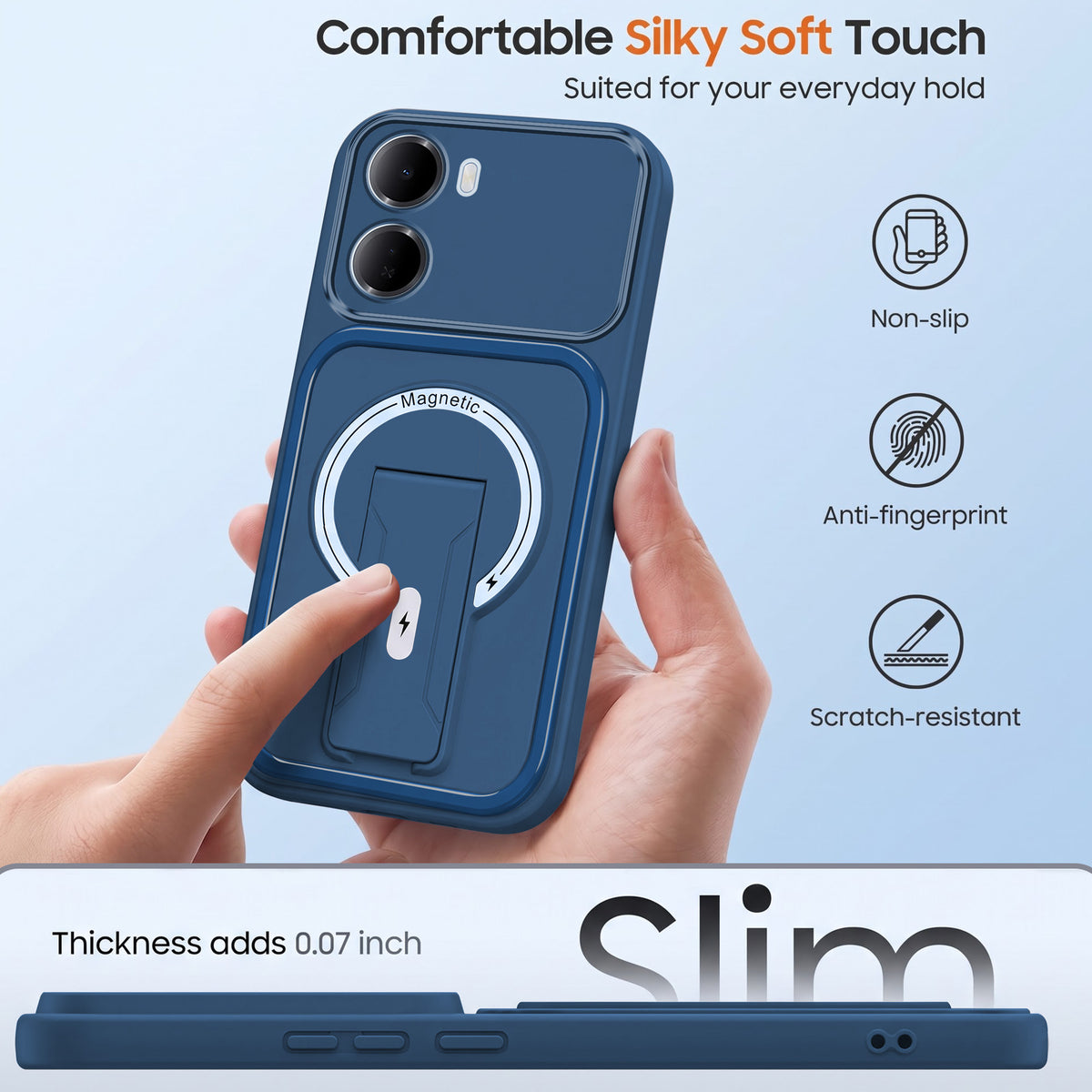 For Redmi 15A 5G Back Case Cover Metallic (Hybrid Armor Kickstand | MagSafe Compatible | Camera Protection Shockproof)
