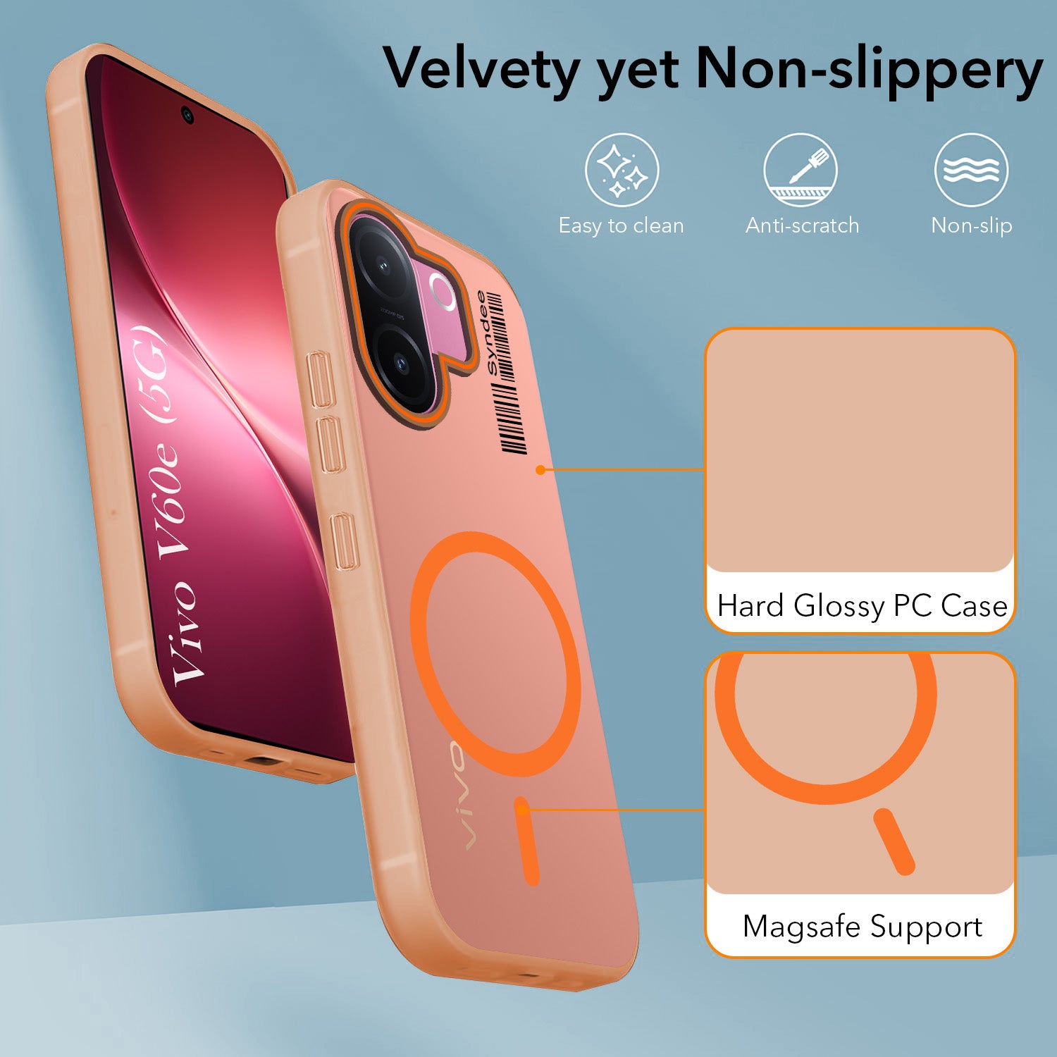 For Vivo V60e Back Cover Case (Soft Touch | Camera Bump Protection | MagSafe Compatible | Matte Finish)