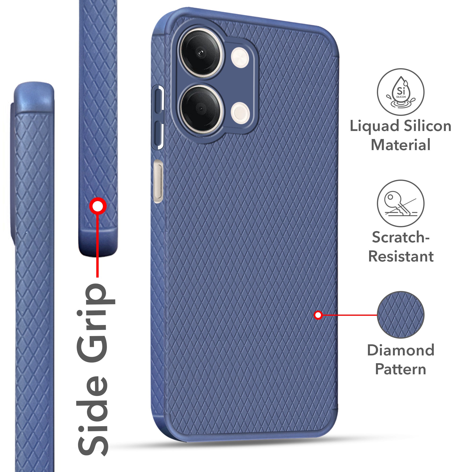For Vivo Y05 (4G) | Vivo T5 Lite (5G) Back Cover Case Liquid Silicone (Camera Protection | Side Grip Texture | Soft and Flexible)
