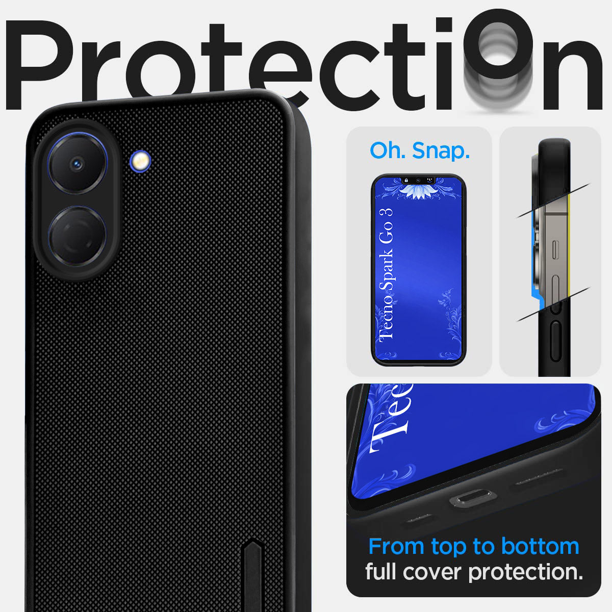 For Tecno Spark Go 3 Back Cover Case Rubberised (Textured Grip Design | Micro-Fiber Cloth Inside | Slim and Light Weight | Soft Touch and Feel)