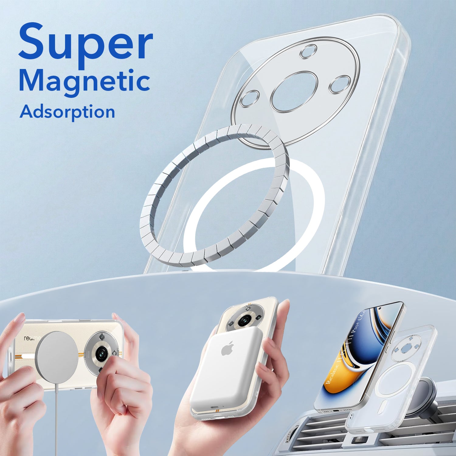 For Realme 11 Pro 5G | Realme 11 Pro Plus 5G Back Cover Case Lifetime Anti-Yellow MagSafe Compatible Clear (Sleek Hard Crystal | Shockproof and Camera Protection)