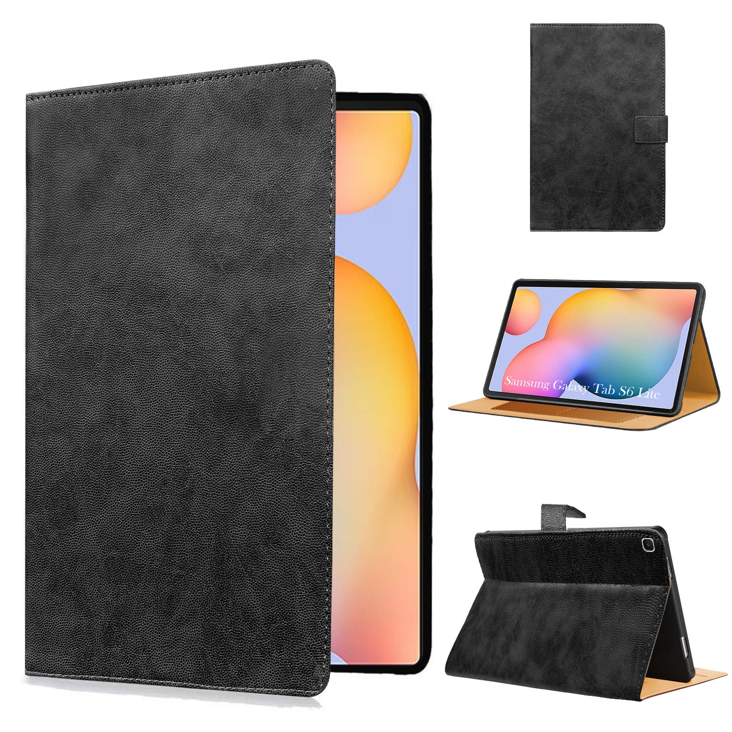 For Samsung Galaxy Tab S6 Lite P615 10 Inch Flip Cover Folio Cover (PU Leather | Multi-Angle Smart Stand | Card Storage Slots | Silicone Back Pouch)