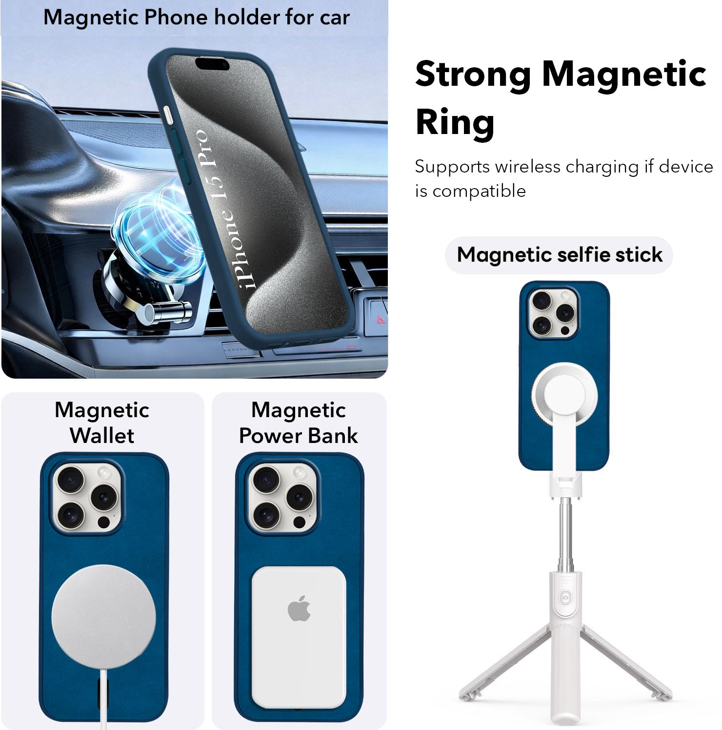 For Apple iPhone 15 Pro Back Cover Case Leather Finish (MagSafe Compatible Wireless Charging | Soft Touch | Camera Bump Protection)