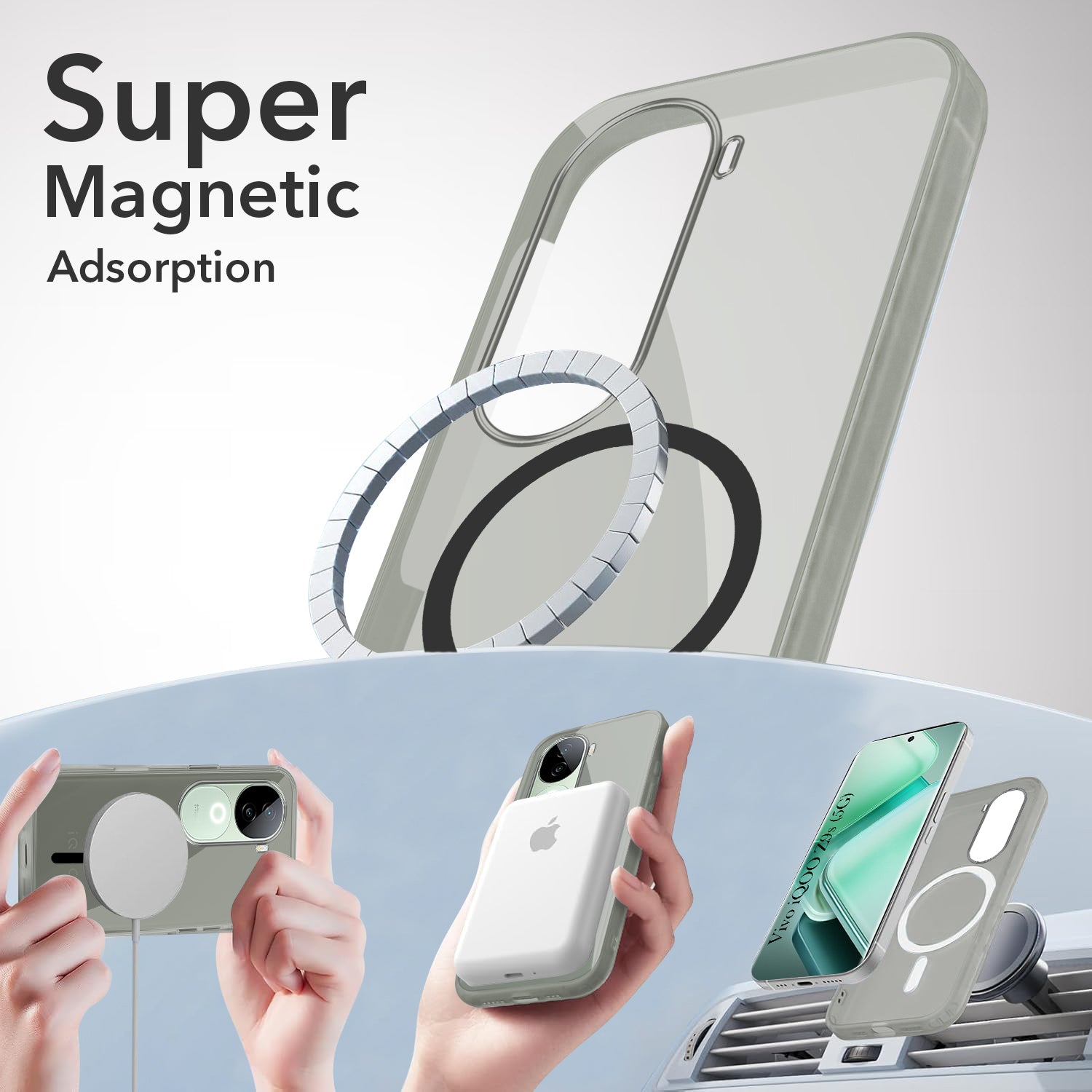 For Vivo iQOO Z9s Back Cover Case Lifetime Anti-Yellow MagSafe Compatible Clear (Sleek Hard Crystal | Shockproof and Camera Protection)