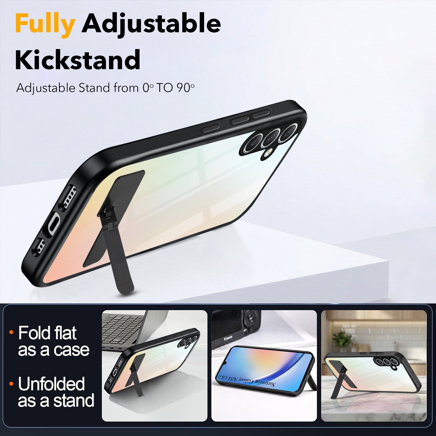 For Samsung Galaxy A34 5G Back Cover Case (Built-in Stand | Lifetime Anti Yellow | Kickstand Shockproof | Camera Protection | MagSafe Compatible)