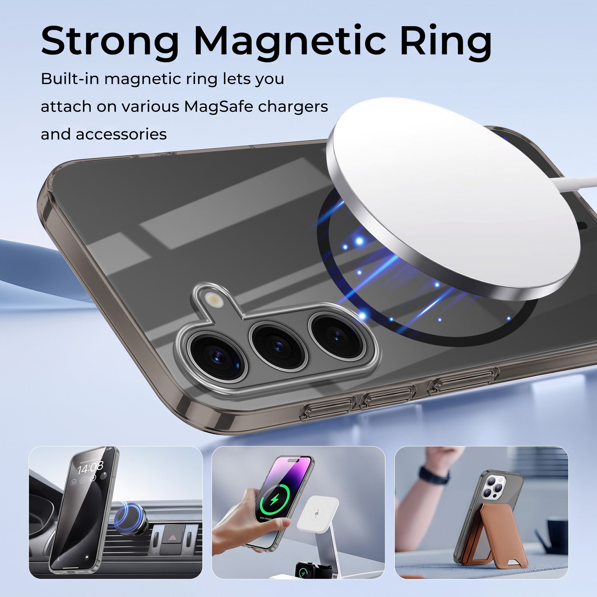 For Samsung Galaxy S24 Back Case Cover Crystal Anti Yellow (Unbreakable PC | MagSafe Wireless Charging Support |Camera Protection Bump)