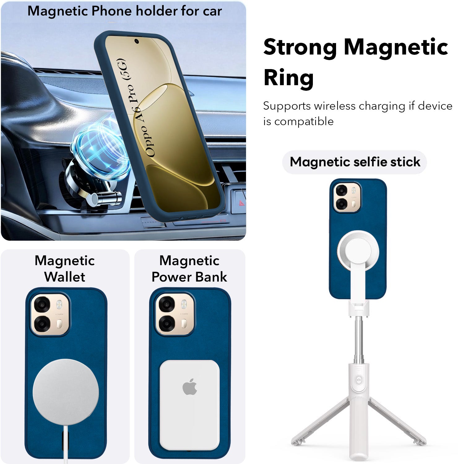 For Oppo A6 Pro Back Cover Case Leather Finish (MagSafe Compatible Wireless Charging | Soft Touch | Camera Bump Protection)