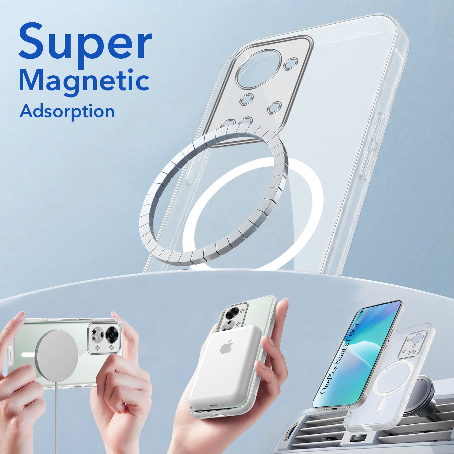 For OnePlus Nord 2T 5G Back Cover Case Lifetime Anti-Yellow MagSafe Compatible Clear (Sleek Hard Crystal | Shockproof and Camera Protection)