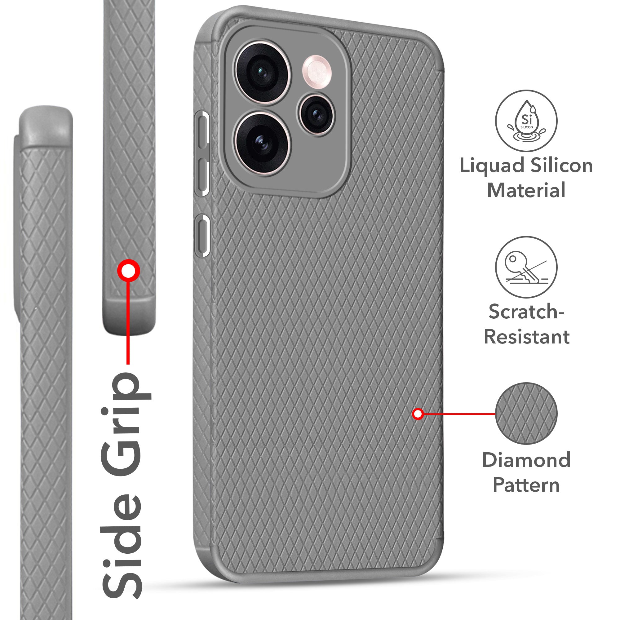 For Oppo Reno15 Pro Mini 5G | Oppo Reno 15 Pro Mini 5G Back Cover Case  Jkobi Liquid Silicone (Camera Protection | Side Grip Texture | Soft and Flexible)