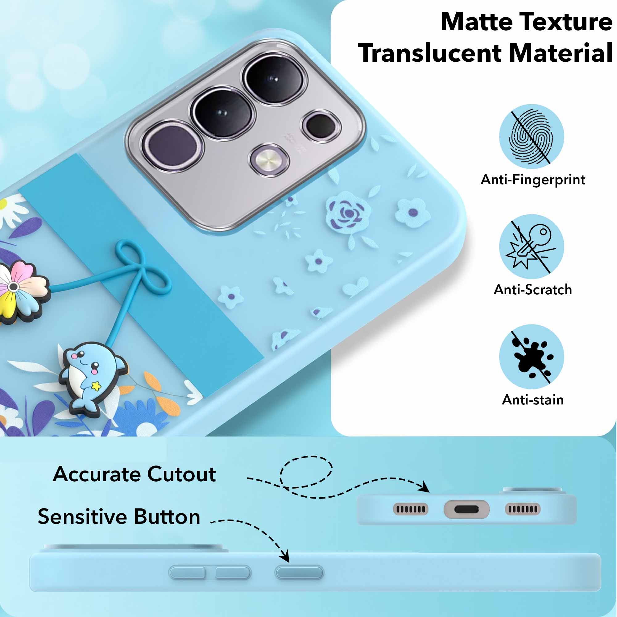 For Vivo T4x | Vivo Y31 Pro Back Cover Case (3D Cute Cartoons | Hard Back Side Soft | Matte Premium Finish | HD Printing)
