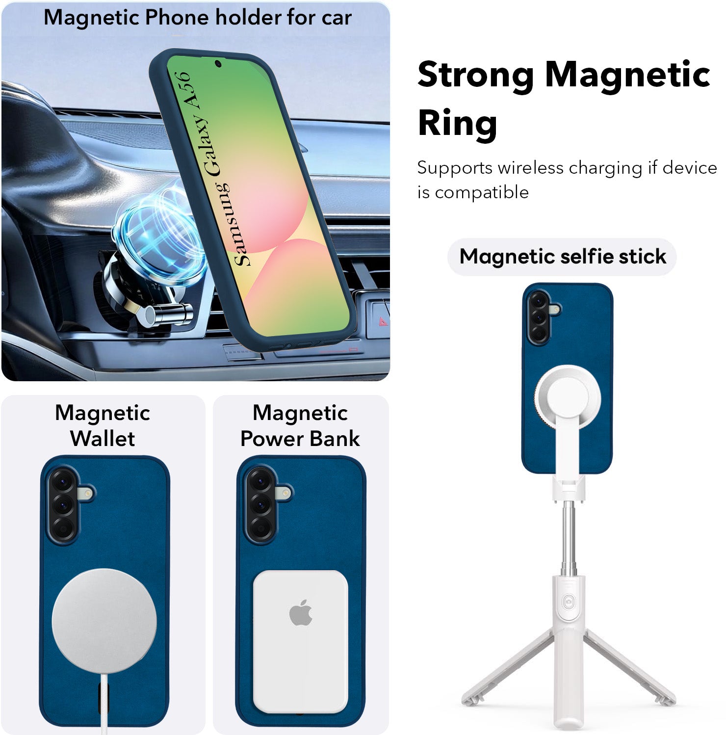 For Samsung Galaxy A56 Back Cover Case Leather Finish (MagSafe Compatible Wireless Charging | Soft Touch | Camera Bump Protection)
