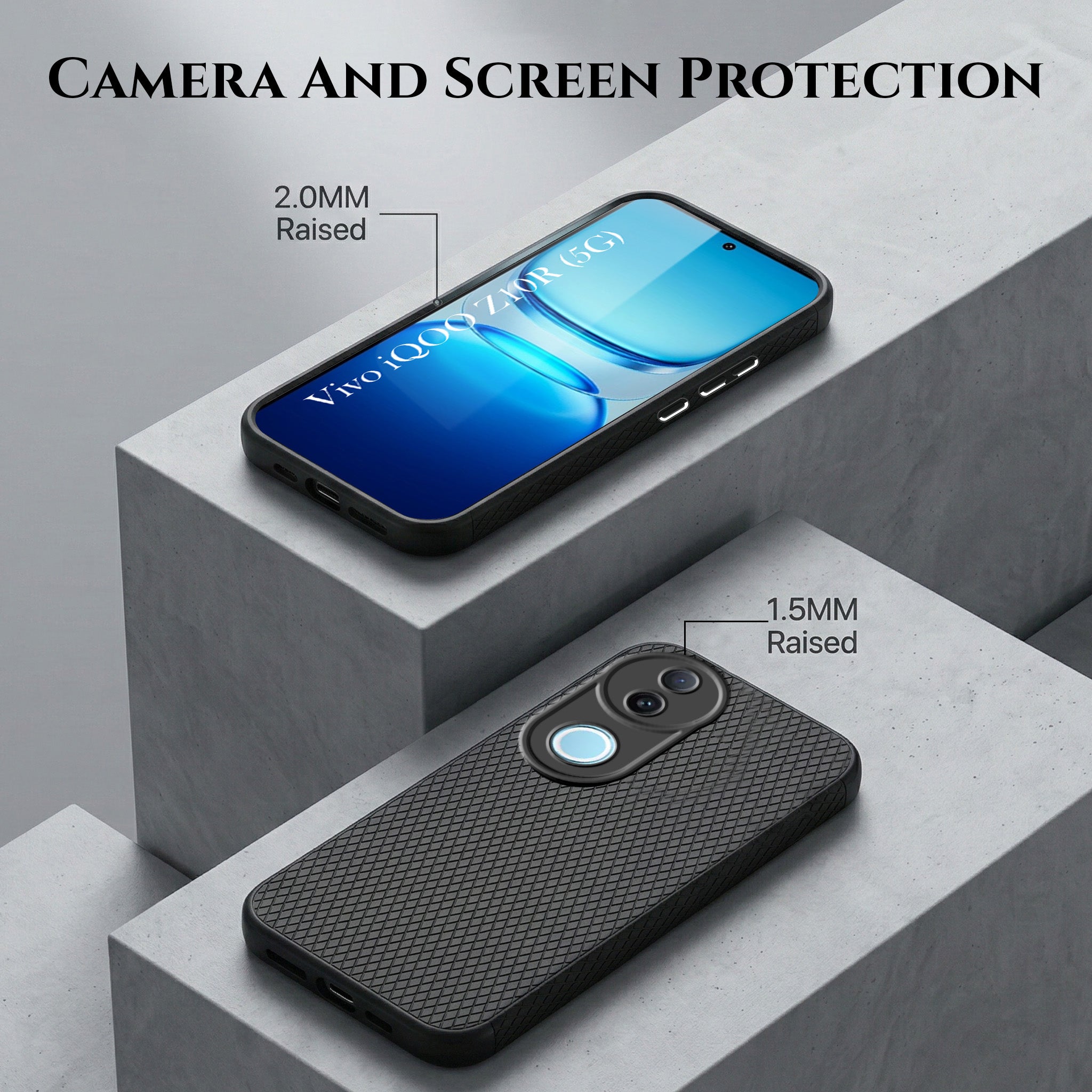 For Vivo iQOO Z10R Combo with Back Cover and 9H Tempered Glass (Liquid Silicone | Camera Protection | Oleophobic Coating Screen Glass)