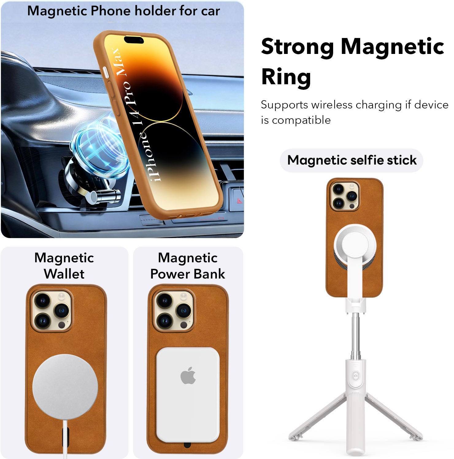 For Apple iPhone 14 Pro Max Back Cover Case Leather Finish(MagSafe Compatible Wireless Charging | Soft Touch | Camera Bump Protection)